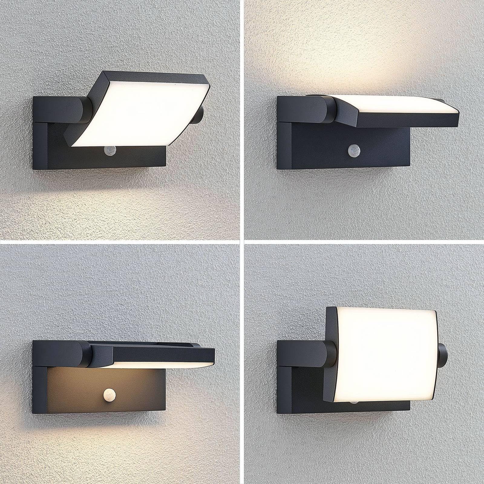 Lindby LED Wandleuchte außen 340°schwenkbar, mit Bewegungsmelder Außenwandleuchte spritzwassergeschützt IP54 1x 10,5W