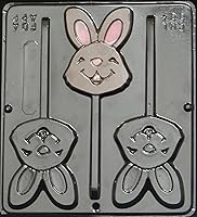 Vista 4 de Molde de caramelo de chocolate con piruleta de conejo de Pascua feliz 884