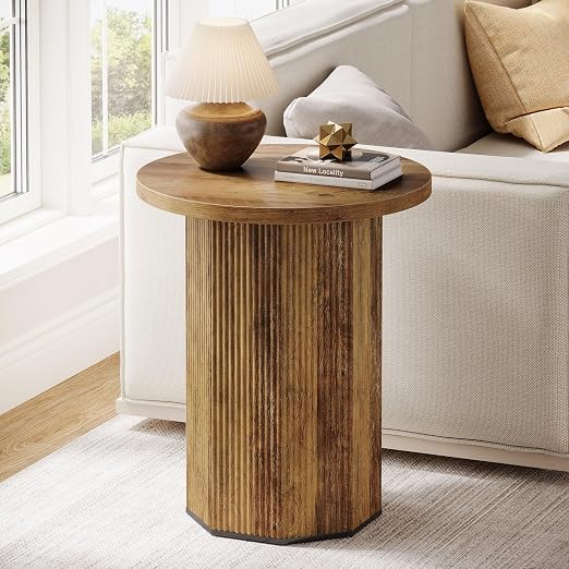 Amazon.com: Tribesigns Round End Table, Farmhouse Pedestal Side Table ...