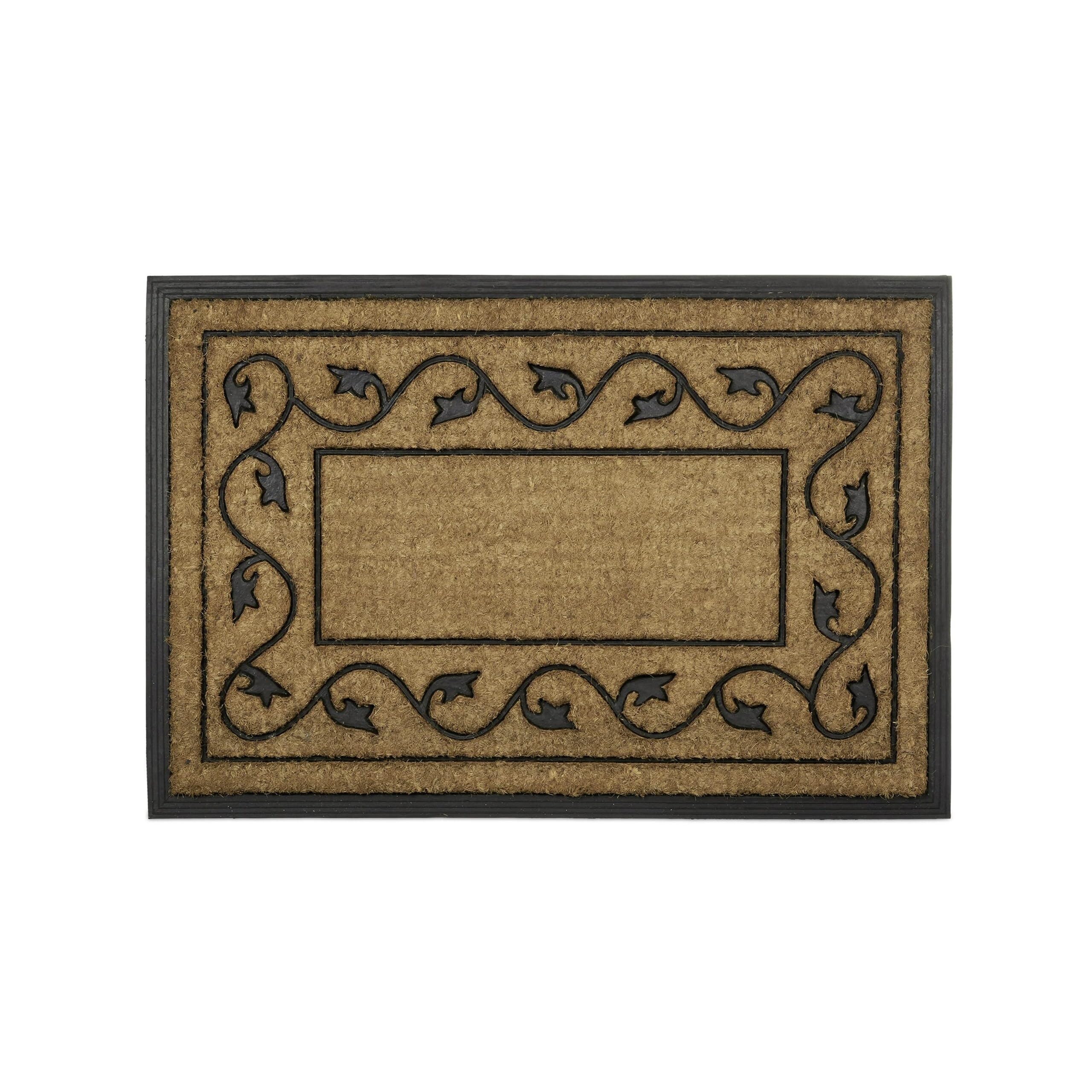 Felpudo grande Relaxdays de goma PVC antideslizante para interior y exterior, patrón decorativo de coco , rectangular HWD 2 x 90 x 60 cm, Tela, naturaleza 60 x 90 x 2 cm