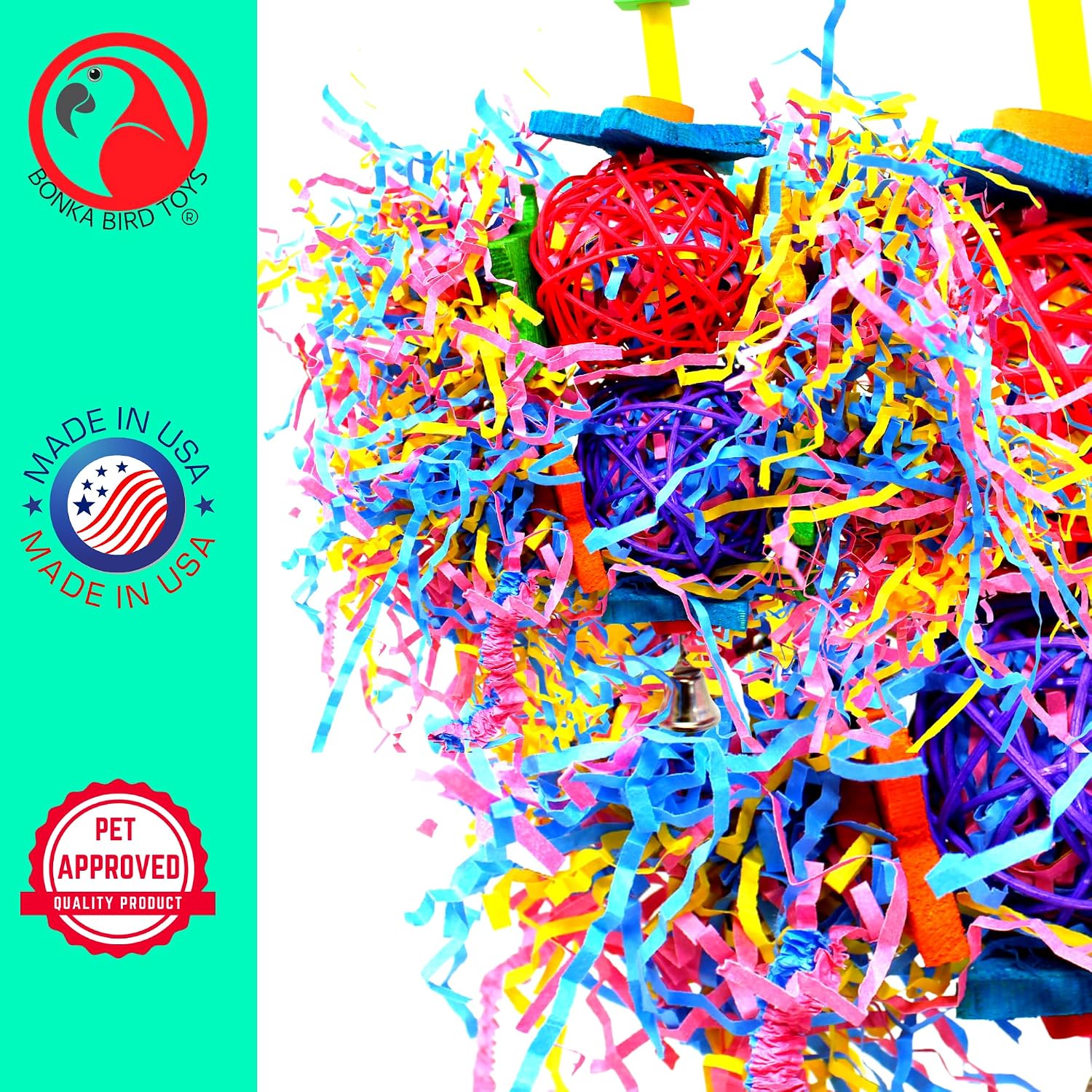 Bonka Bird Toys 1854 Tri Foraging Star 13" x 8" Natural Vine Ball Chew and Shred Toy for Medium to Large Birds Like Conures African Greys Amazons and Similar
