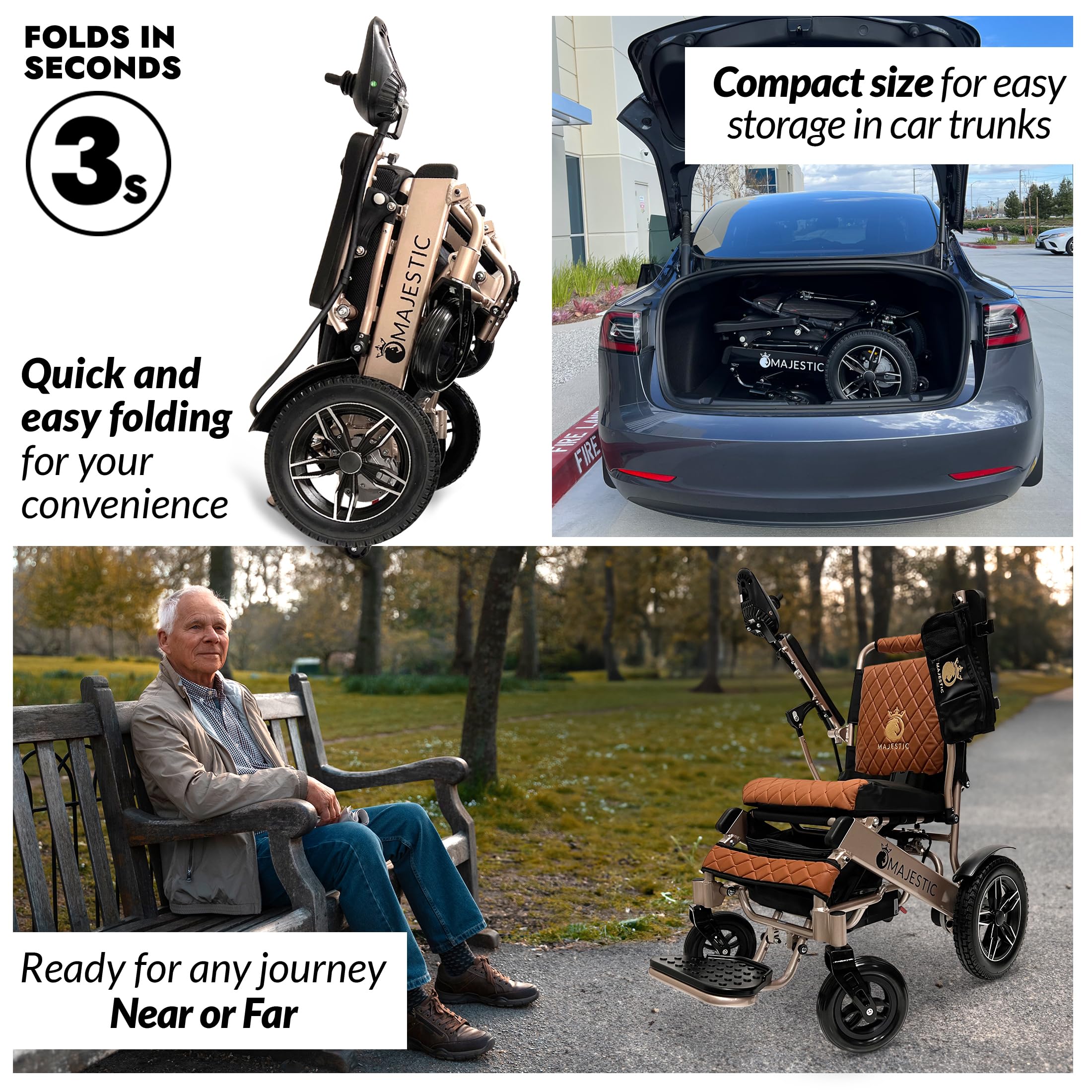 Majestic IQ-8000 Electric Wheelchairs for Adults,Foldable Lightweight Electric Wheelchair,Light Weight Folding Power Chair for Seniors,Portable Motorized Wheelchair,Durable Ultra Light Wheel Chair