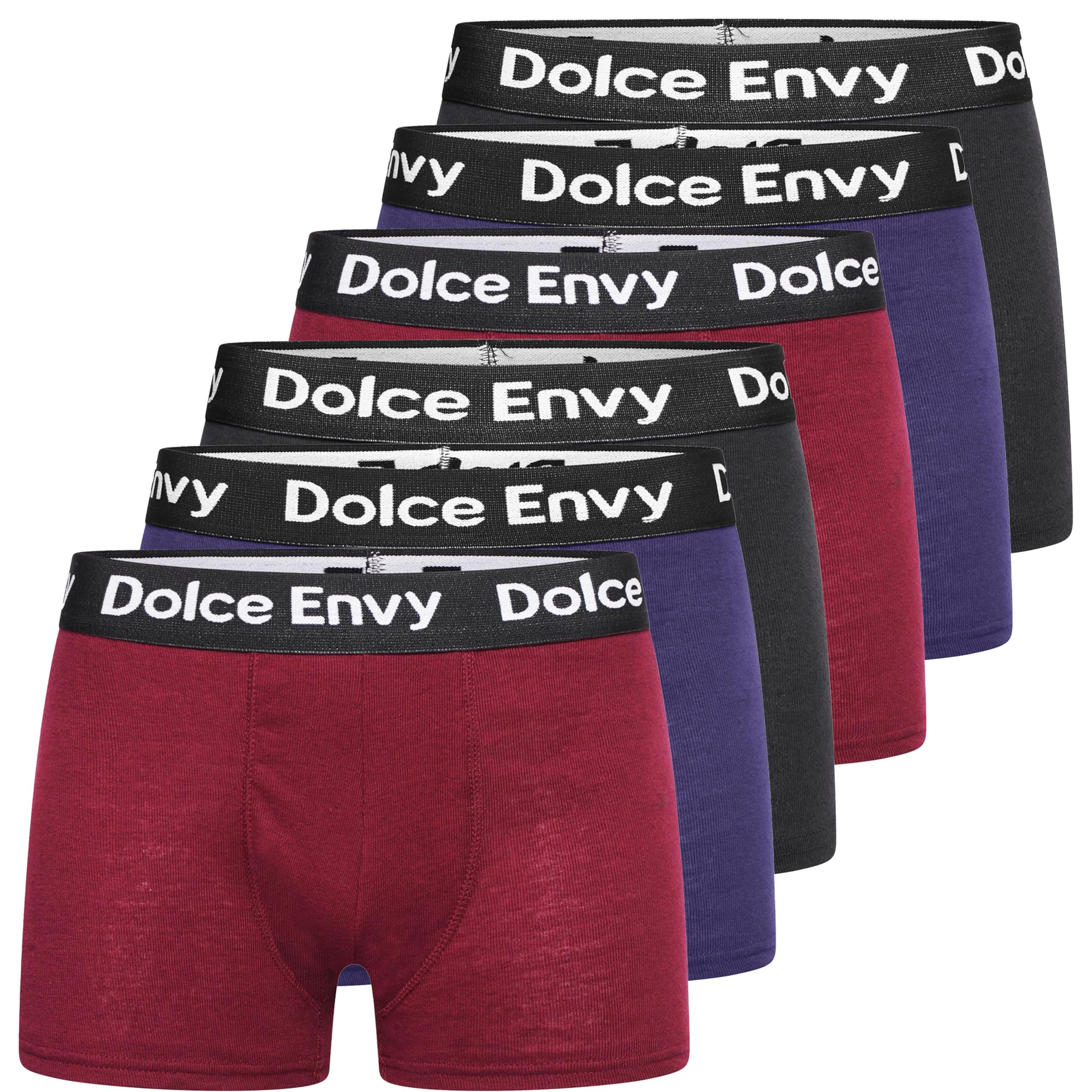 Dolce Envy Men's 2 Black, 2 Navy-Black Band, 2 Maroon-Black Band 6-Pack Boxers Shorts With Elastic Waistband Cotton Fitted Breathable Underwear Suitable For Any Occasion (Uk, Alpha, S, Regular, Regular, )