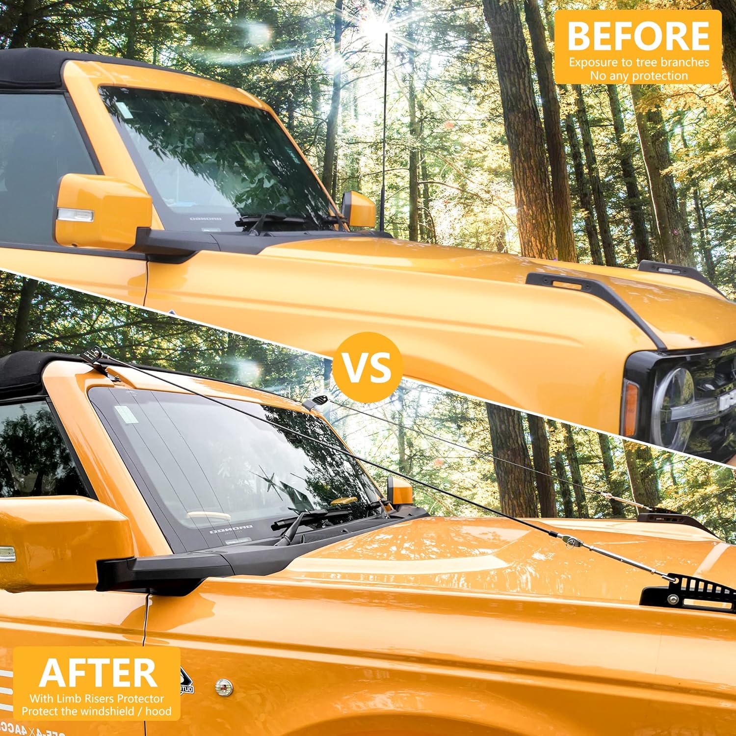 Adjustable Limb Risers Kit Compatible with 2021 2022 2023 2024 2025 New Ford Bronco 2/4 Door Exterior Accessories Through the Jungle Protector Obstacle Eliminate Rope 2 Pack