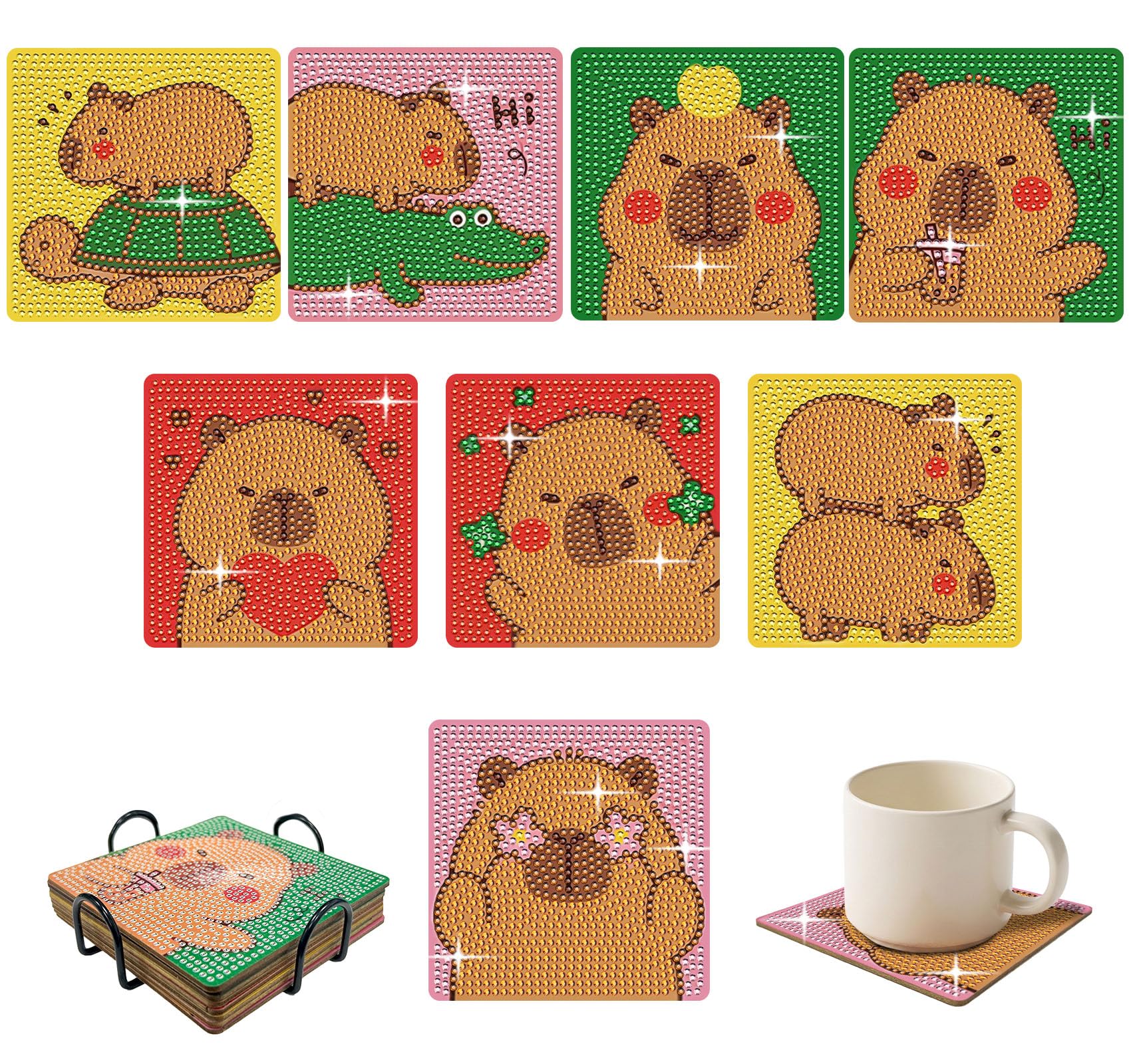 Kit Diamond Painting Capybara dessous de verre, le cadeau créatif idéal