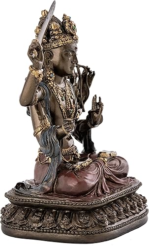Miniatura 4 de Top Collection Estatua decorativa de Buda Manjusri - Bodhisattva de escultura de sabiduría trascendente en bronce fundido en frío de alta calidad,