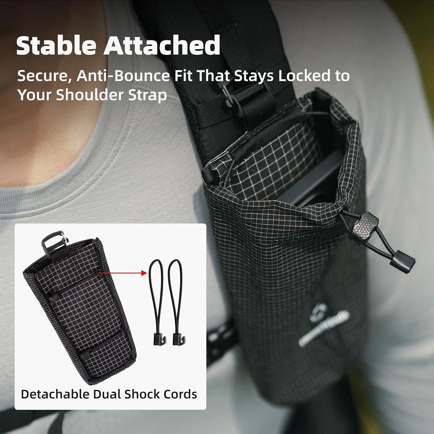 Thous Winds Backpack Shoulder Strap Pouch 36g Ultralight Dyneema Fabric Shoulder Pack for Phone & Essentials Shock Cord Attachment Bag for Hiking Camping Travel
