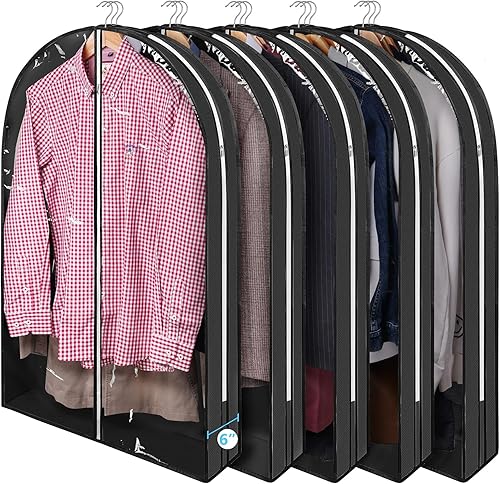 Bolsas transparentes de 40 pulgadas para colgar ropa con refuerzo de 6 pulgadas, 2 cremalleras, bolsas protectoras transparentes para trajes, a