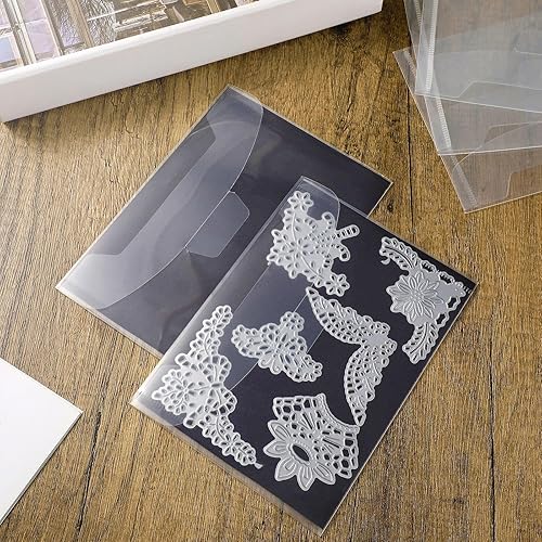 Miniatura 5 de 12 bolsas de almacenamiento de sellos y troqueles con 12 hojas magnéticas de goma, bolsas de sellado de plástico transparente resellables, bolsillo