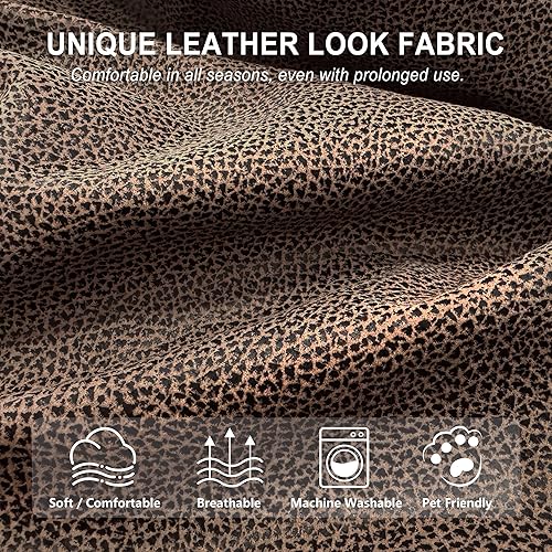 Miniatura 75 de Fundas para sillas reclinables con aspecto de cuero, funda elástica de 4 piezas, funda suave para silla reclinable, protector de muebles lavable