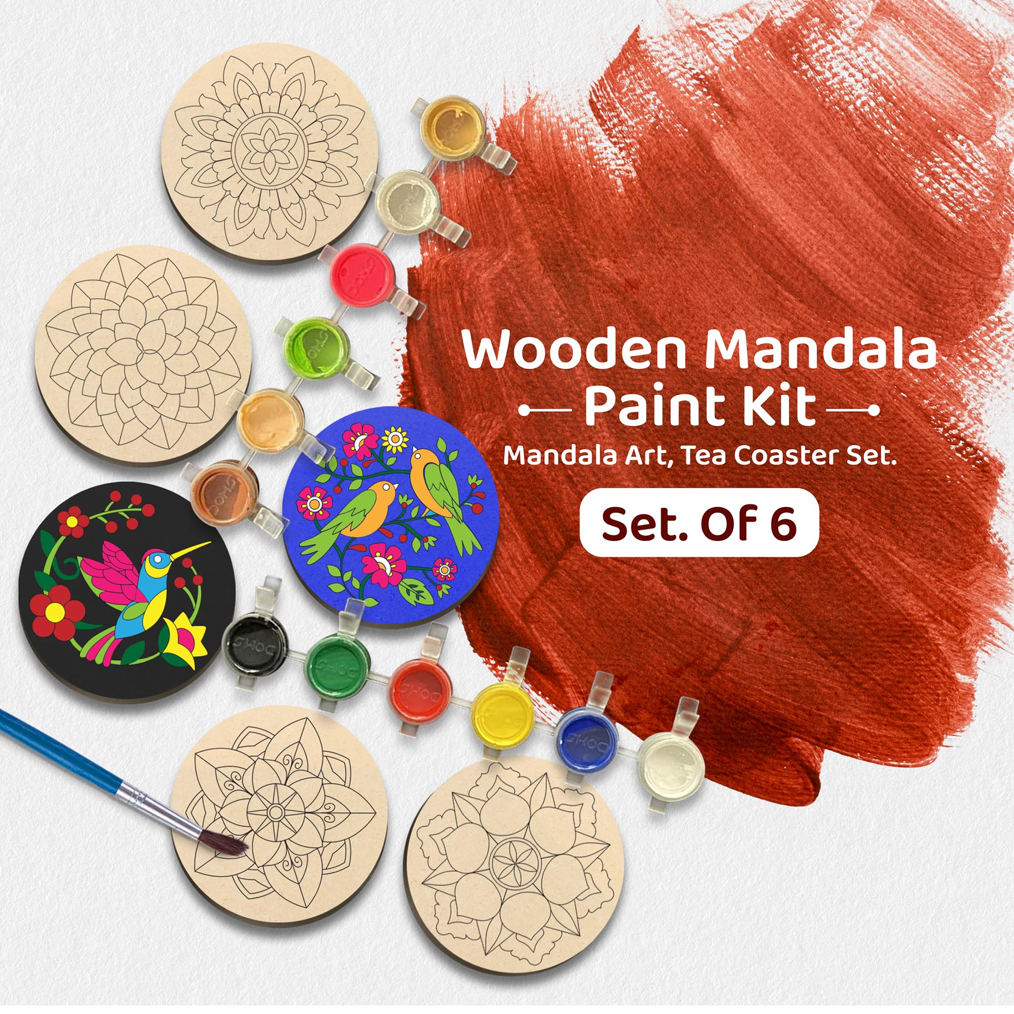 sunsib Creative Kids DIY Mandala Painting Kit - Complete Art and Craft Set for Boys and Girls Ages 9-12 - Includes Mandala Art Tools and Supplies - Ideal Painting Kit for Budding Artists, Brown 4