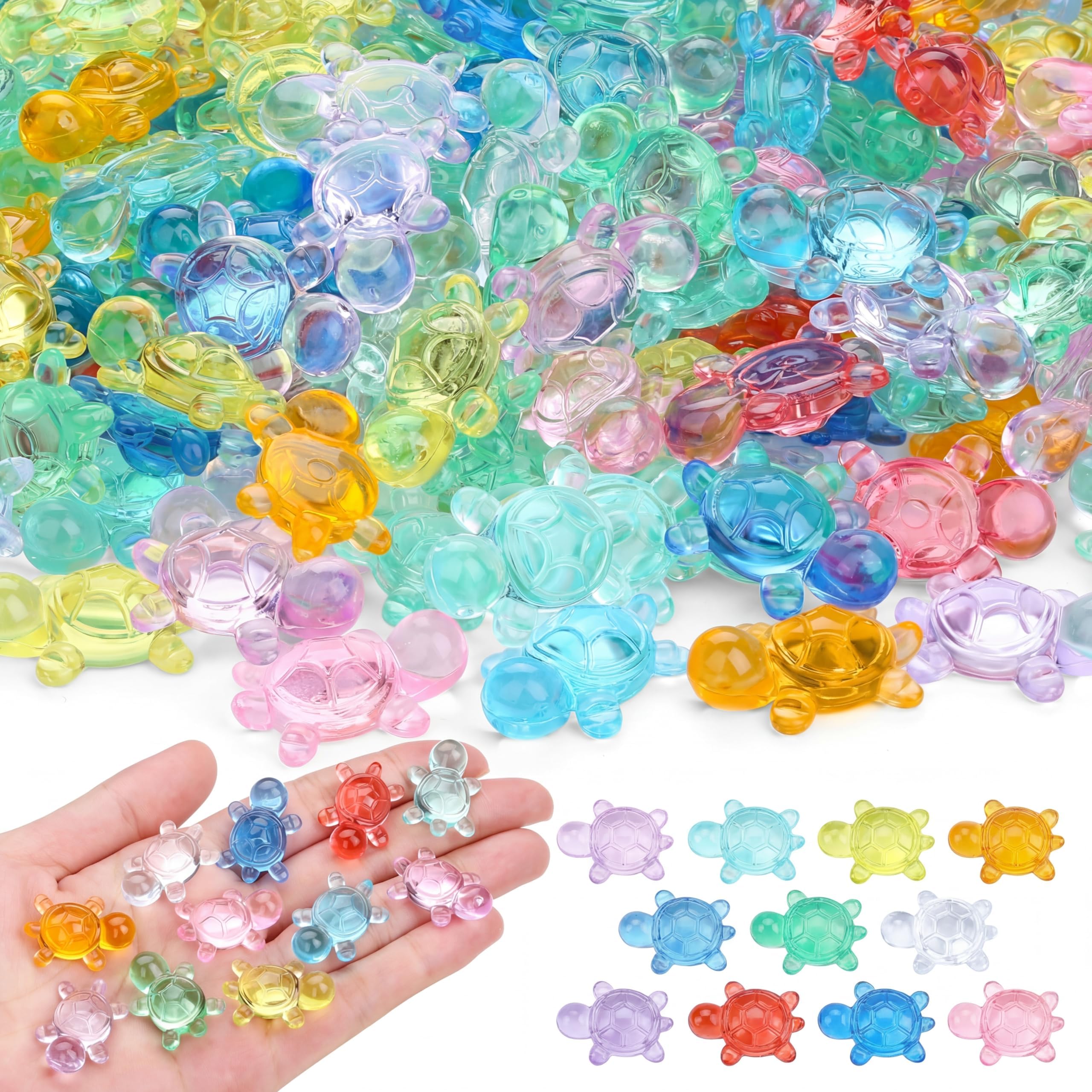 200PCS Mini Resin Turtles Animals Little Figures Bulk to Hide Tiny Plastic Miniature Turtles for Easter Egg Fairy Garden Micro Landscape Aquarium DIY Craft Decor Vase Filler Gifts Party Favors
