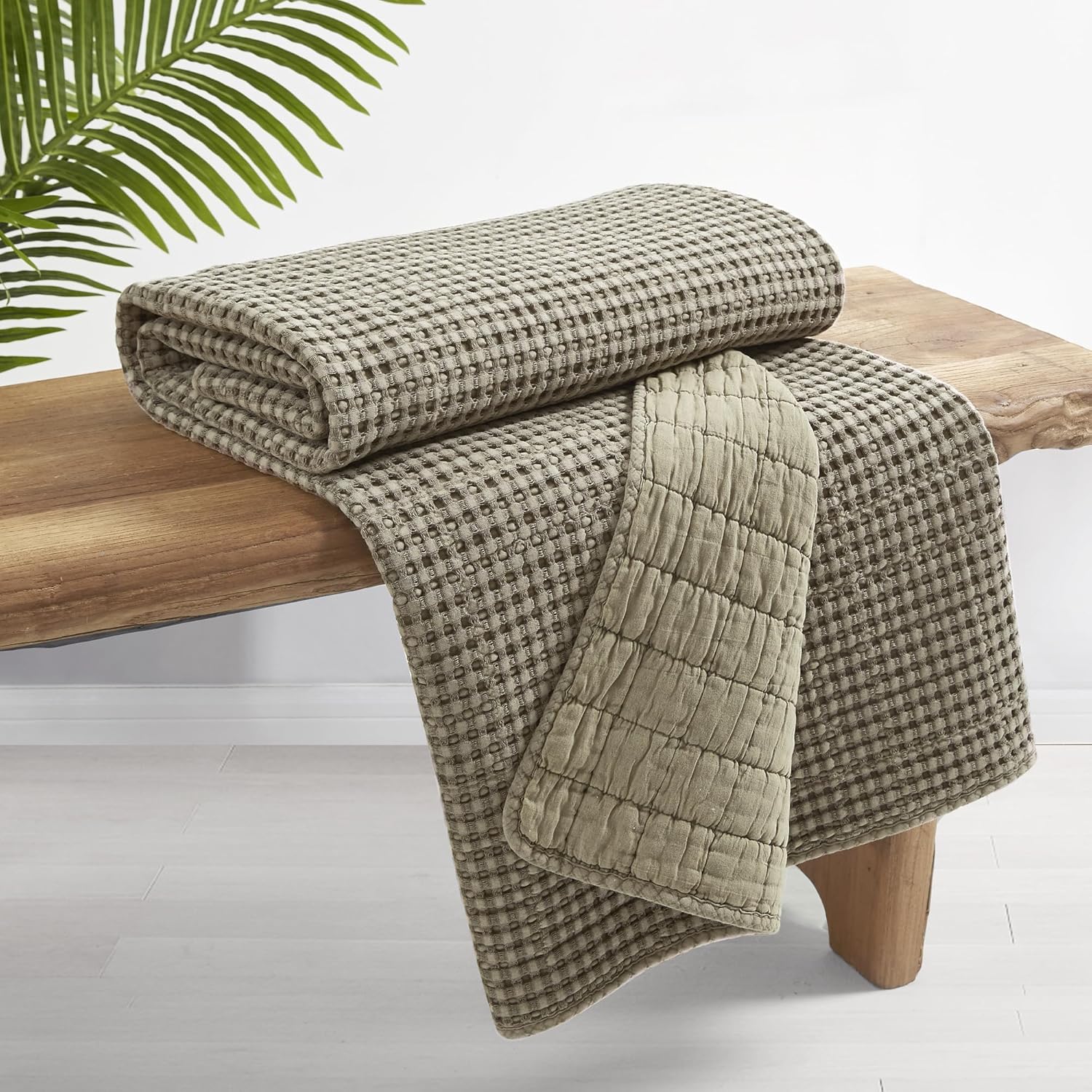 Levtex Home - Mills Waffle - Throw - Taupe Cotton Waffle - Throw Size 50 x 60in.