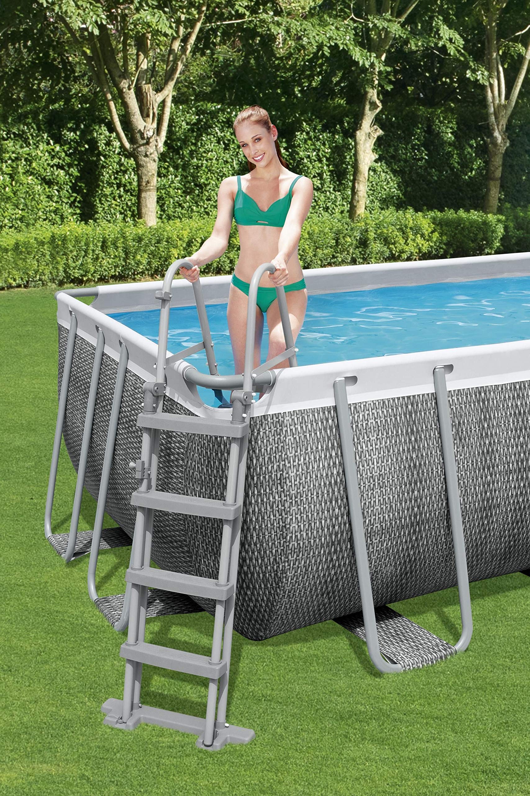 Bestway Flowclear Sicherheitsleiter 1.22m Grau 4-stufige 122 cm