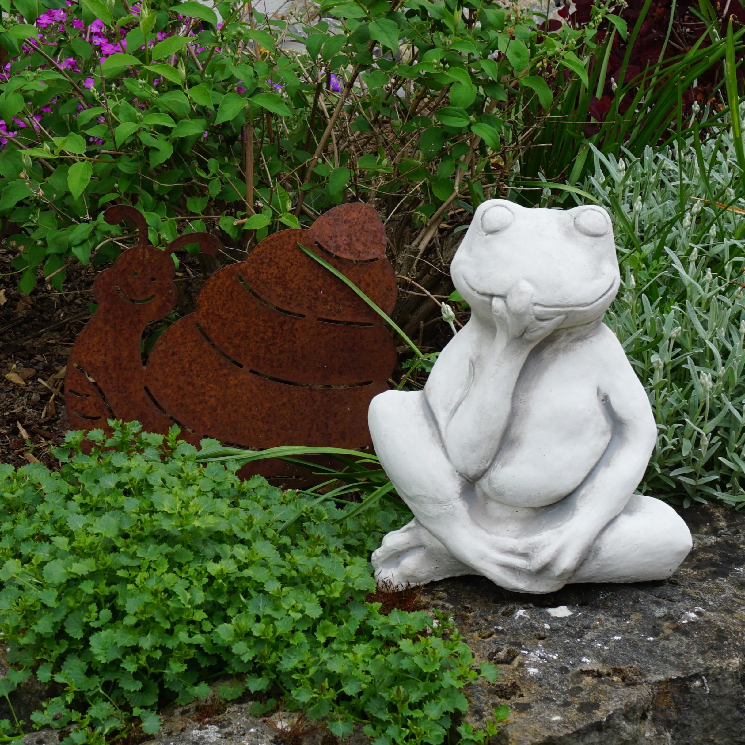 gartendekoparadies.de Masywna figurka kamienna, zabawna żaba, ropucha, wysokość 28 cm, 13 x 23 cm, szara, 8 kg, z odlewu kamiennego, odporna na mróz