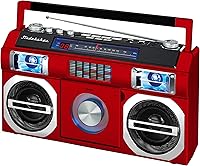 Vista 7 de Studebaker SB2145B Boombox Bluetooth de calle retro de los 80 con radio FM, reproductor de CD, LED EQ, 10 vatios RMS de potencia y AC/DC