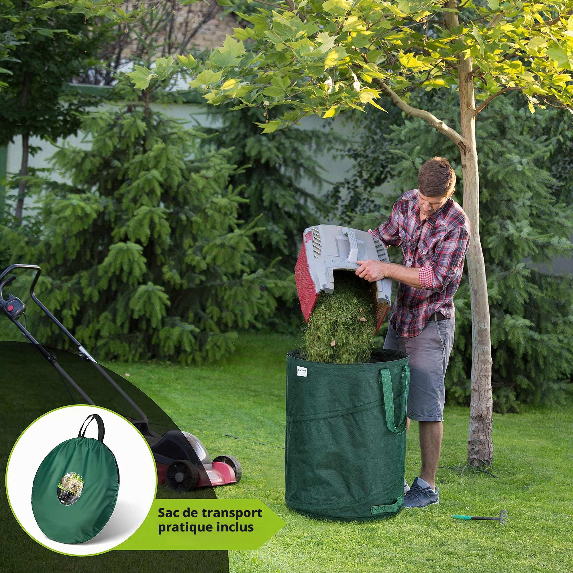 3x 170 litres Pop-Up Sac à déchets de jardin vert autoportant & stable | Sac à feuilles | Sac de jardin | Sacs de jardin | Sacs pour déchets verts pliables, grand en polyester extrêmement résistant 22
