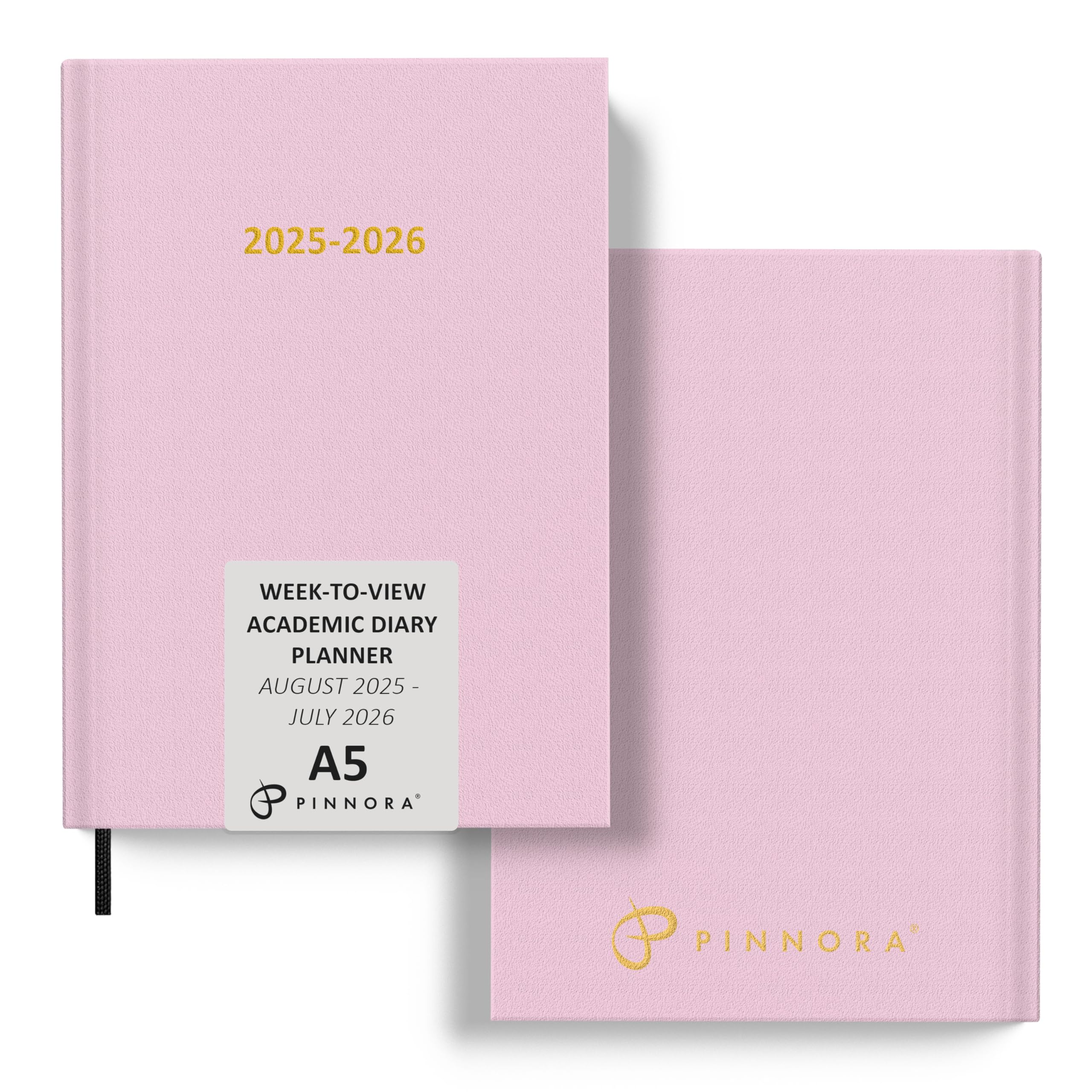 Pinnora A5 Pink Academic Diary 2026-2027 Week to View, Hard Cover, August, July Dated Academic Planner