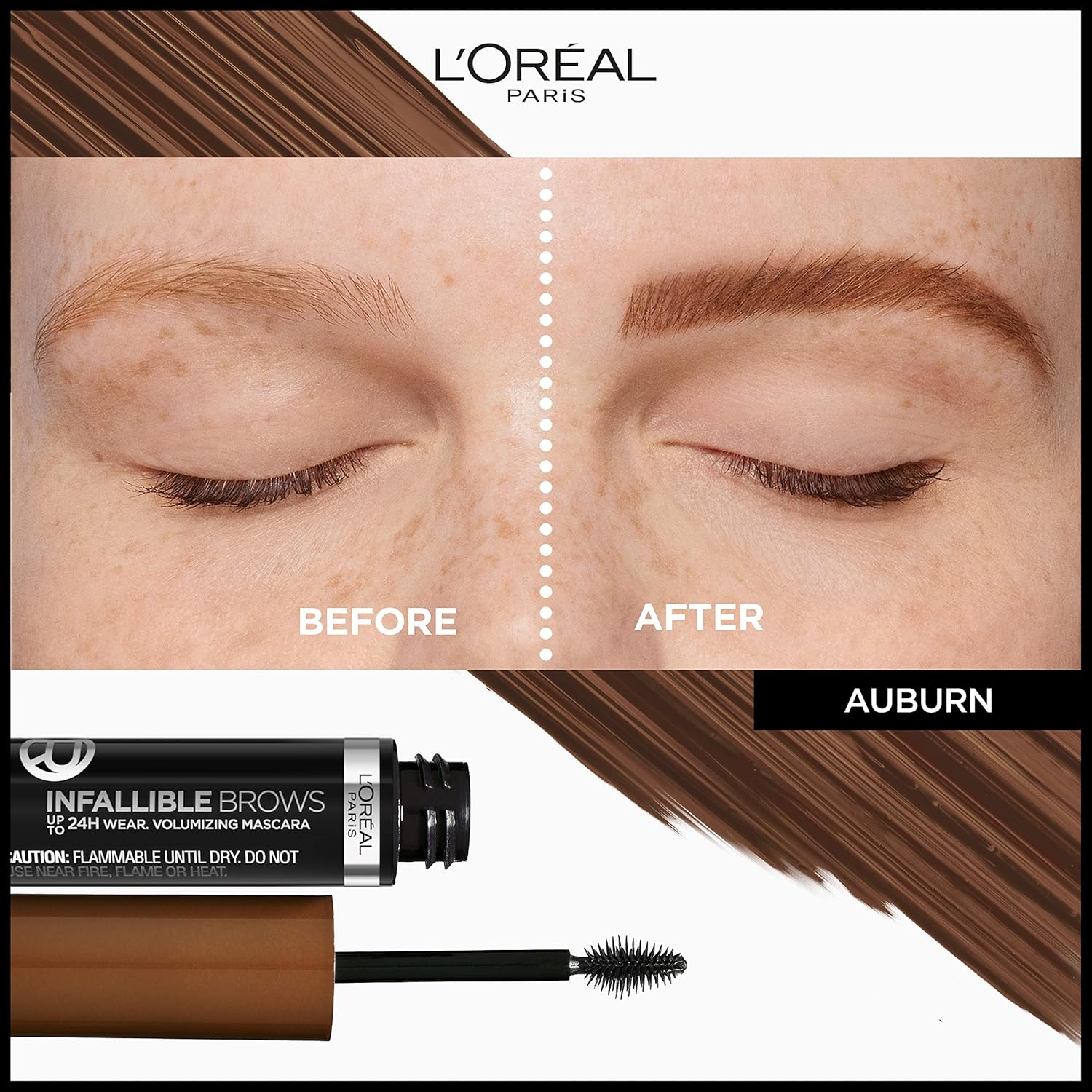 L'Oreal Paris Infallible Volumizing 24H Wear Brow Mascara, Long Lasting Eyebrow Makeup for 2X Fuller Eyebrows, 6R Auburn, 0.13 Fl Oz - Image 2