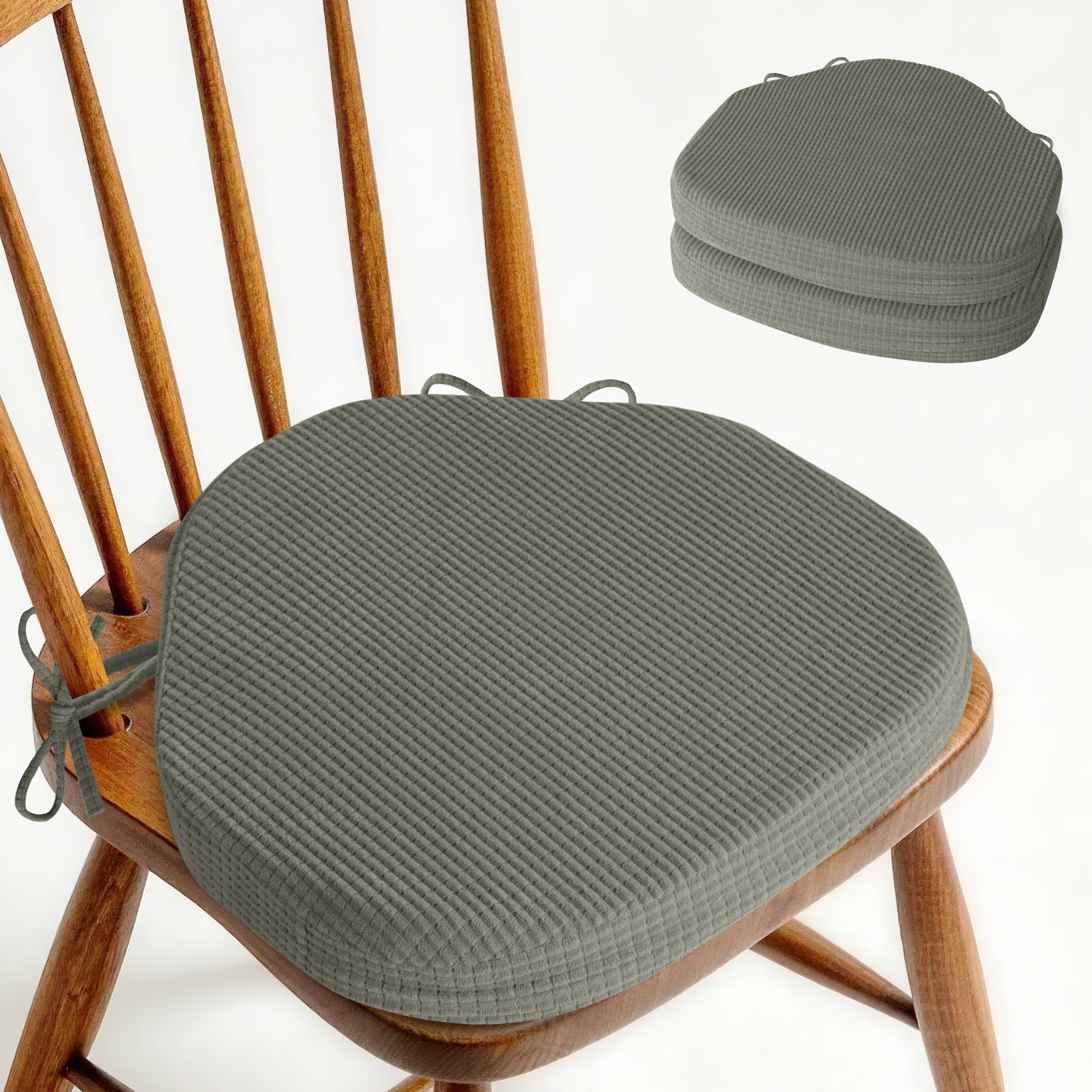 OVOV Windsor Chair Cushions for Dining chairs Set of 2 42x39.5cm Grey