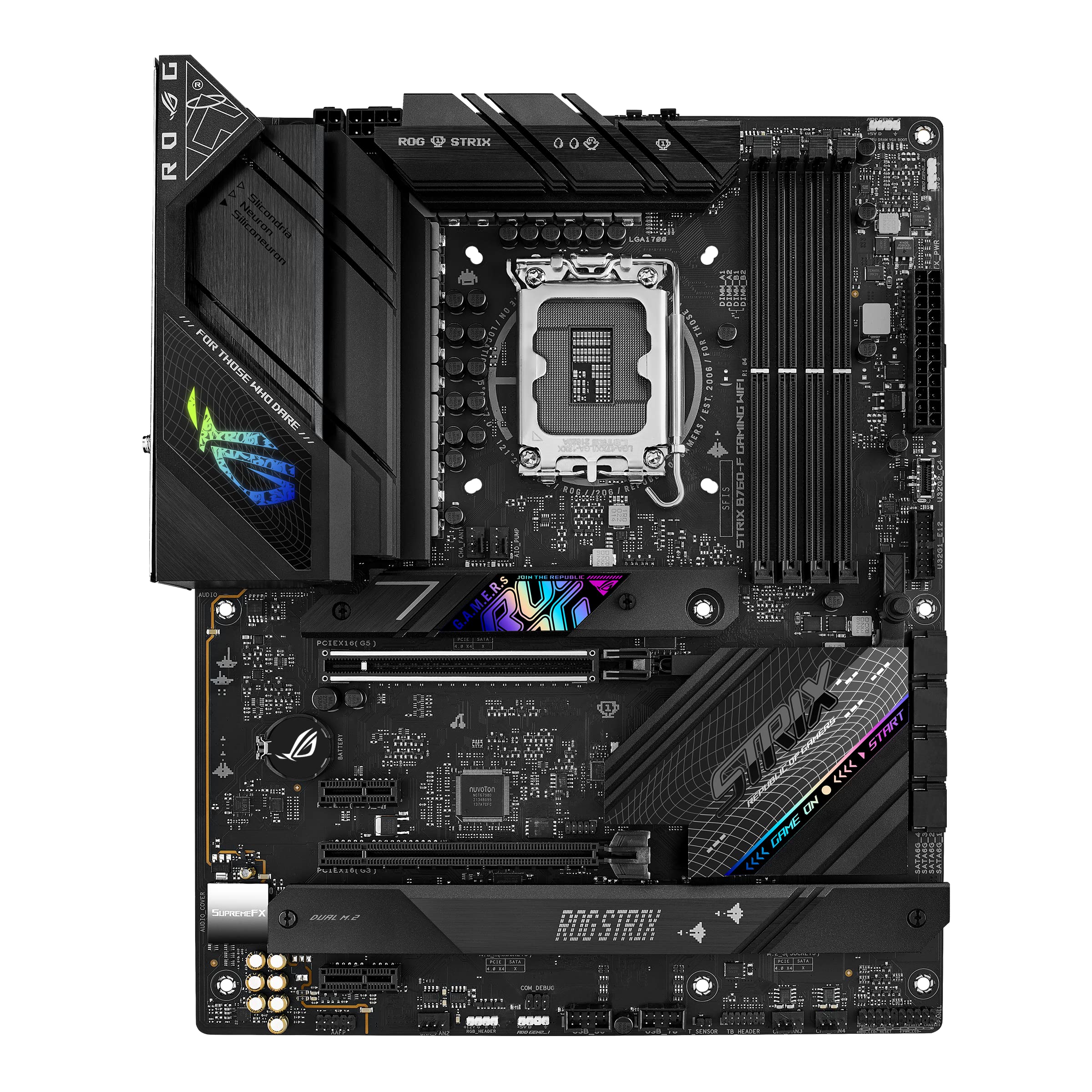 ASUS ROG Strix B860-F Gaming WiFi Mainboard Sockel Intel LGA 1851 (Intel B860, ATX, DDR5 Speicher, PCIe 5.0, WiFi 7, 3X PCIe 4.0 M.2, Aura Sync)