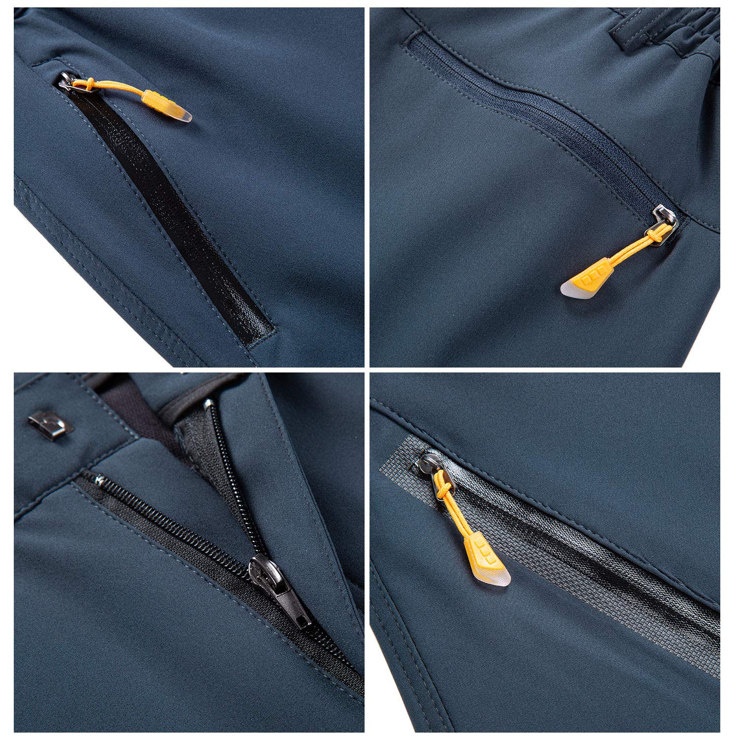 Pantalones de Senderismo Ligeros Softshell para Hombre Pantalones de Senderismo Transpirables al Aire Libre Bolsillos con Cremallera para Primavera/Verano/otoño