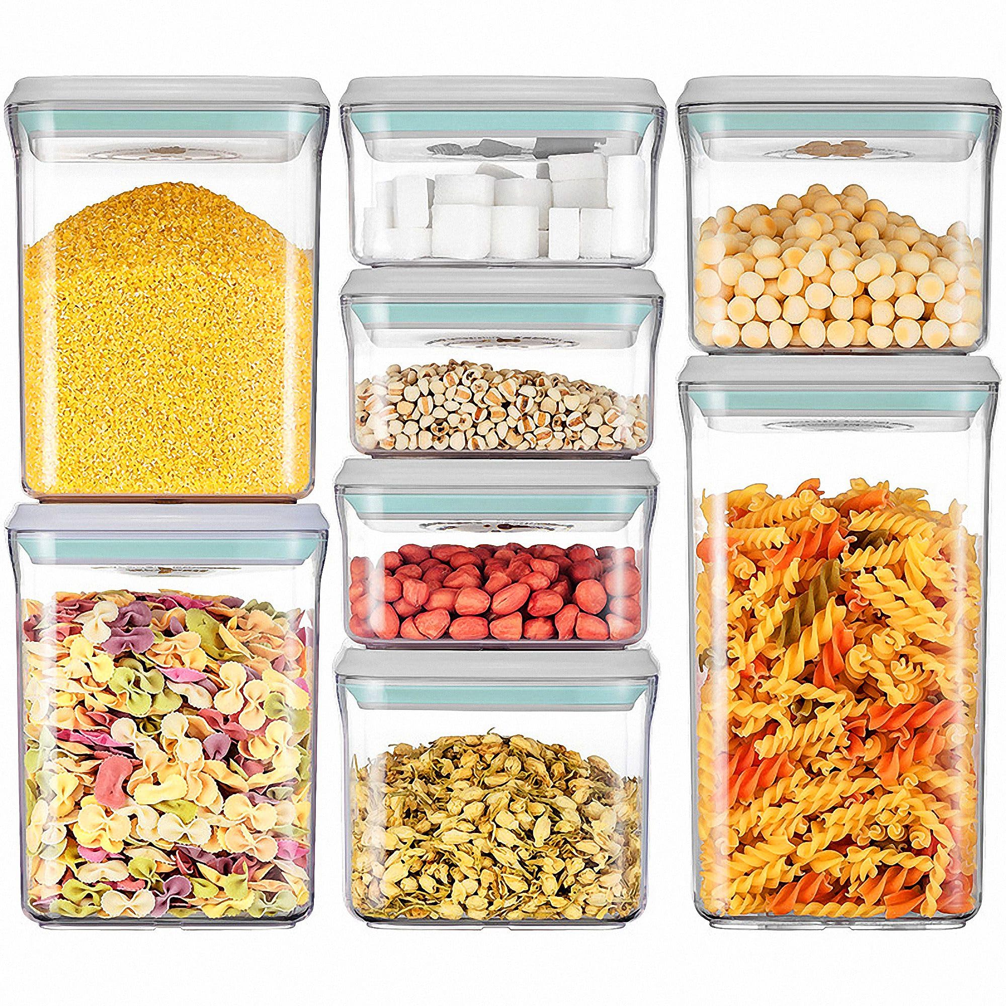 M2OUTLET - Juego de 8 botes de almacenamiento para alimentos, herméticamente cerrados (tamaño de los recipientes de 0,48 L, 2 de 0,85 L, 2 de 1,5 L, 1 de 2 L)
