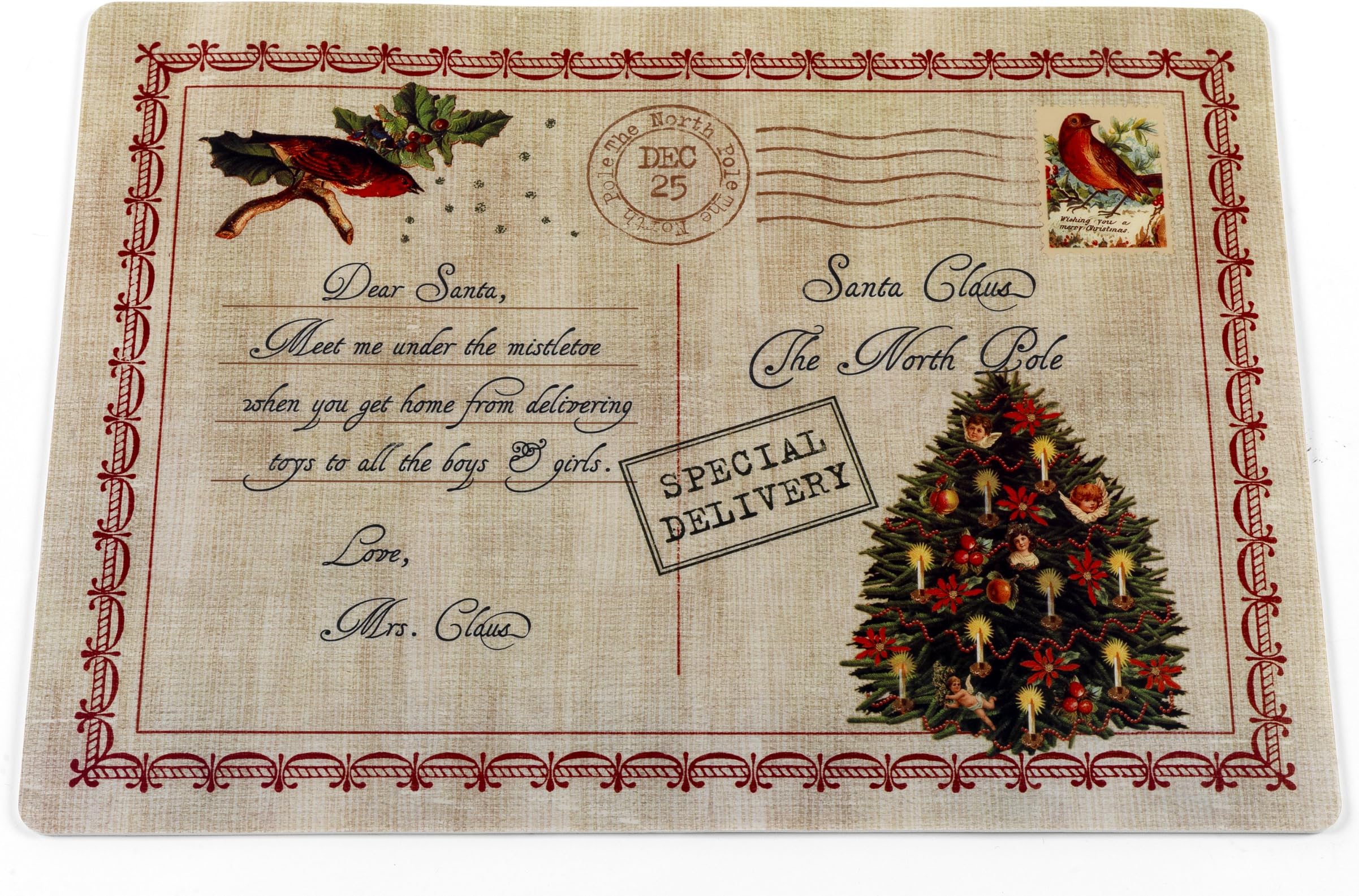 Carnation Home Fashions "Letter to Santa Holiday Placemat, Set of 4