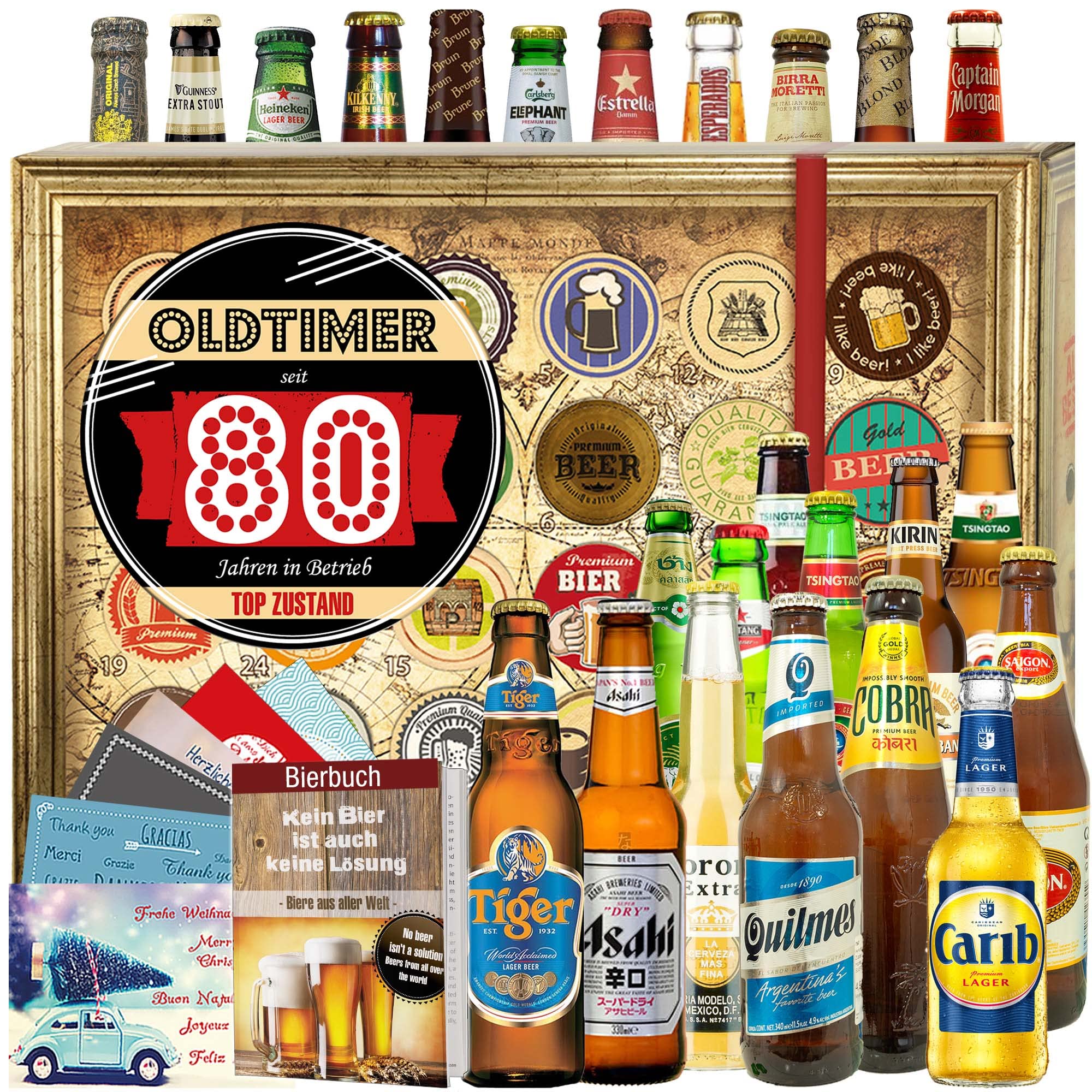 Oldtimer 80 - Biere aus aller Welt - für Oma zum Geburtstag - Adventskalender 2024 2025 Bier
