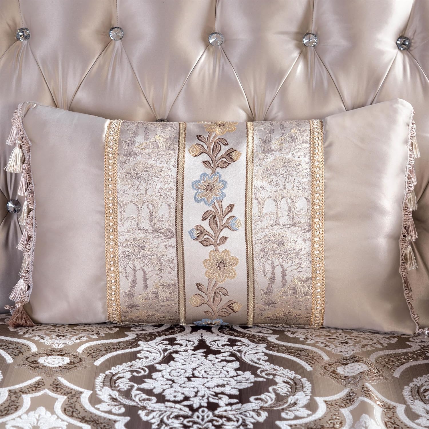 Furniture of America Zephyra Traditional Faux Leather Upholstered Loveseat with Rolled Arm and Accent Pillows, Wooden Comfortable Couch for Living Room, Office, Bedroom, Dark Cherry/Beige