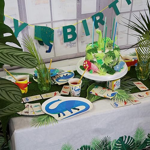 Miniatura 6 de Talking Tables Juego de 5 adornos para velas de cumpleaños con diseño de dinosaurio de dinosaurio, altura de cera de 1.2 in, 1 pulgada, colores