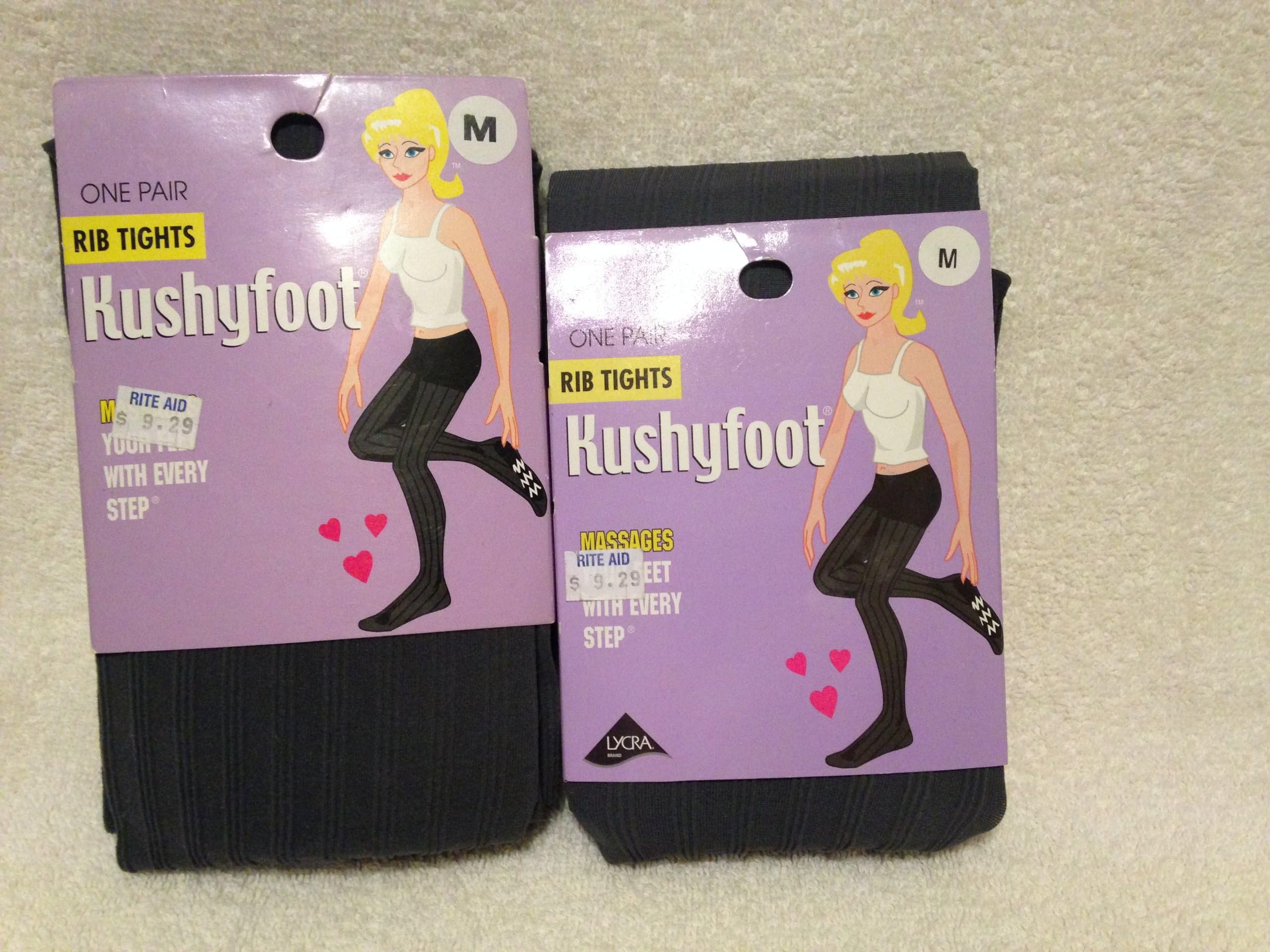 2 Pair of Women's Kushyfoot Rib Tights Size M