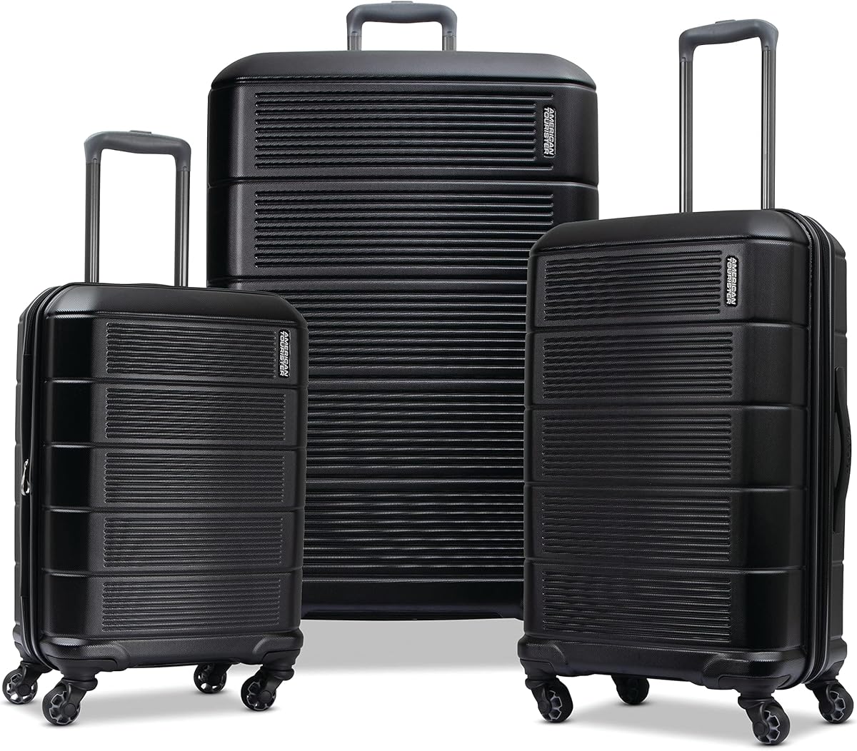Stratum 2.0 Hardside Expandable Luggage with Spinners | Jet Black | 3PC (CO/MED/LG)