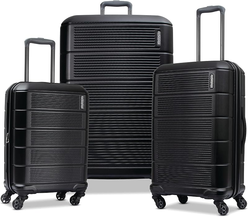 Stratum 2.0 Hardside Expandable Luggage with Spinners | Jet Black | 3PC (CO/MED/LG)