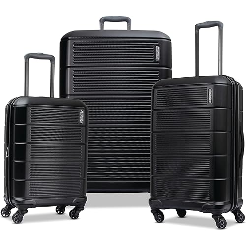 American Tourister Stratum 2.0 Hardside Expandable Luggage with Spinners | Jet Black | 3PC (CO/MED/LG)