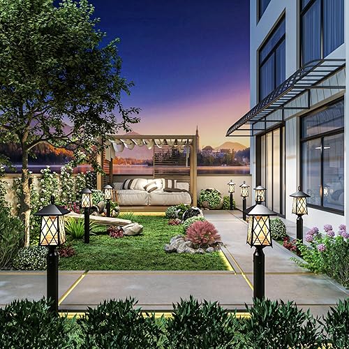 Miniatura 7 de JAYNLT Luces de poste de lámpara para exteriores con base de montaje en muelle, luces de pilar exteriores, accesorios de poste impermeables, montaje