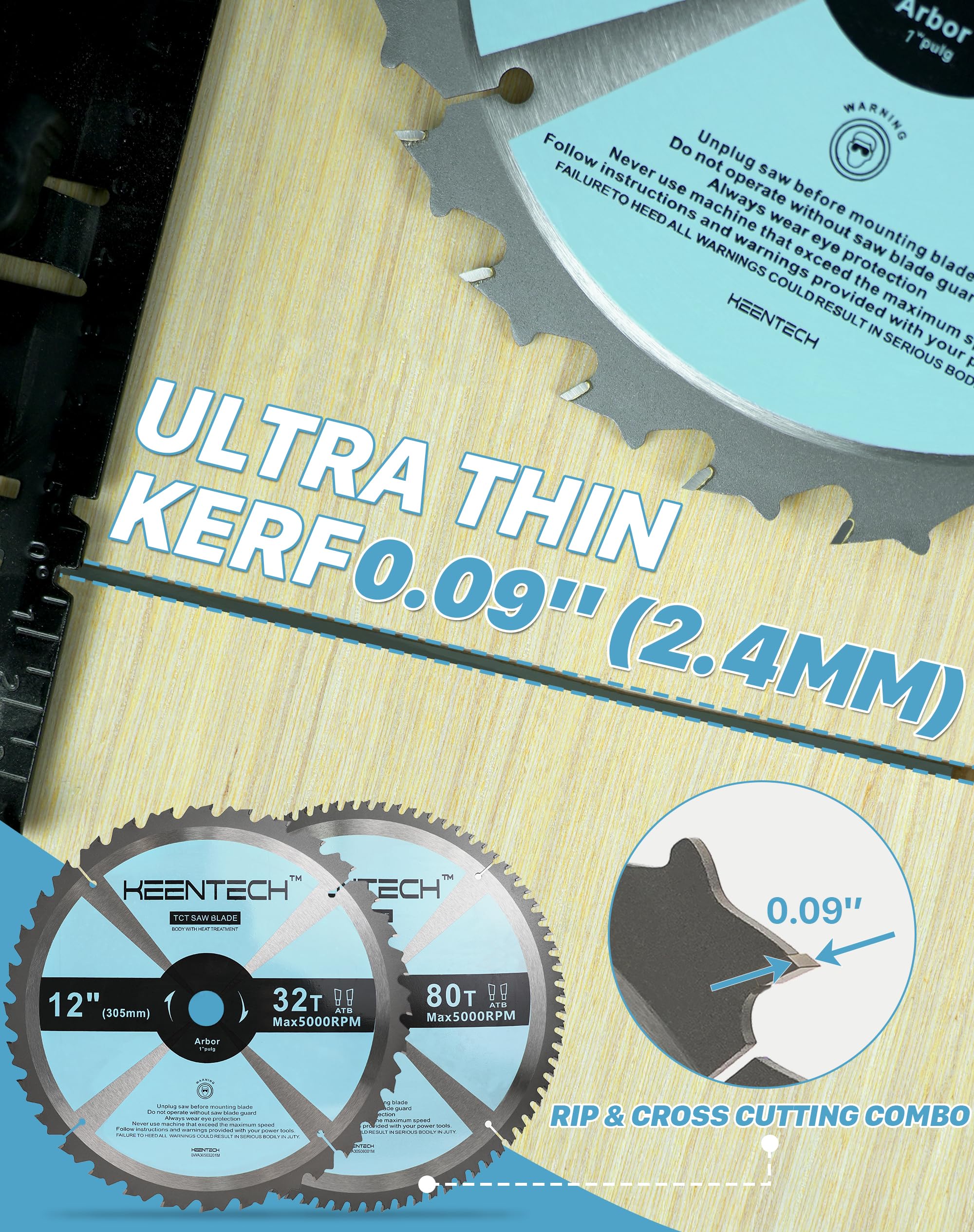 Snapklik.com : KEENTECH 12 Inch Woodworking Miter Saw Blade 32T / 80T ...
