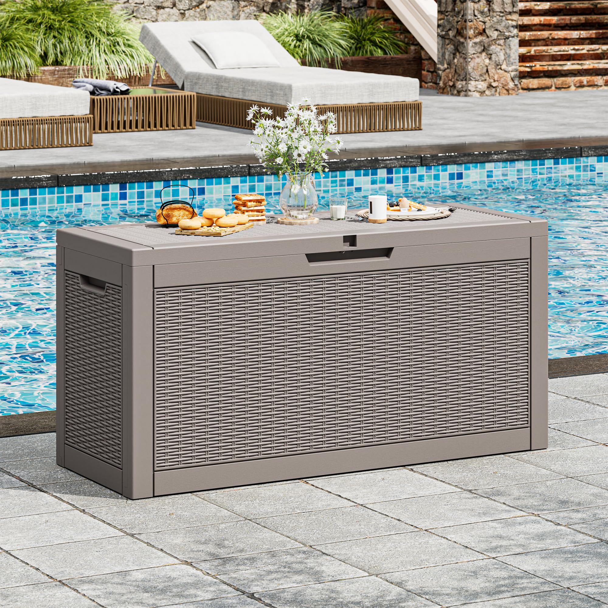 Outdoor Storage Box Waterproof, 75 Gallon Deck Box for Patio Storage