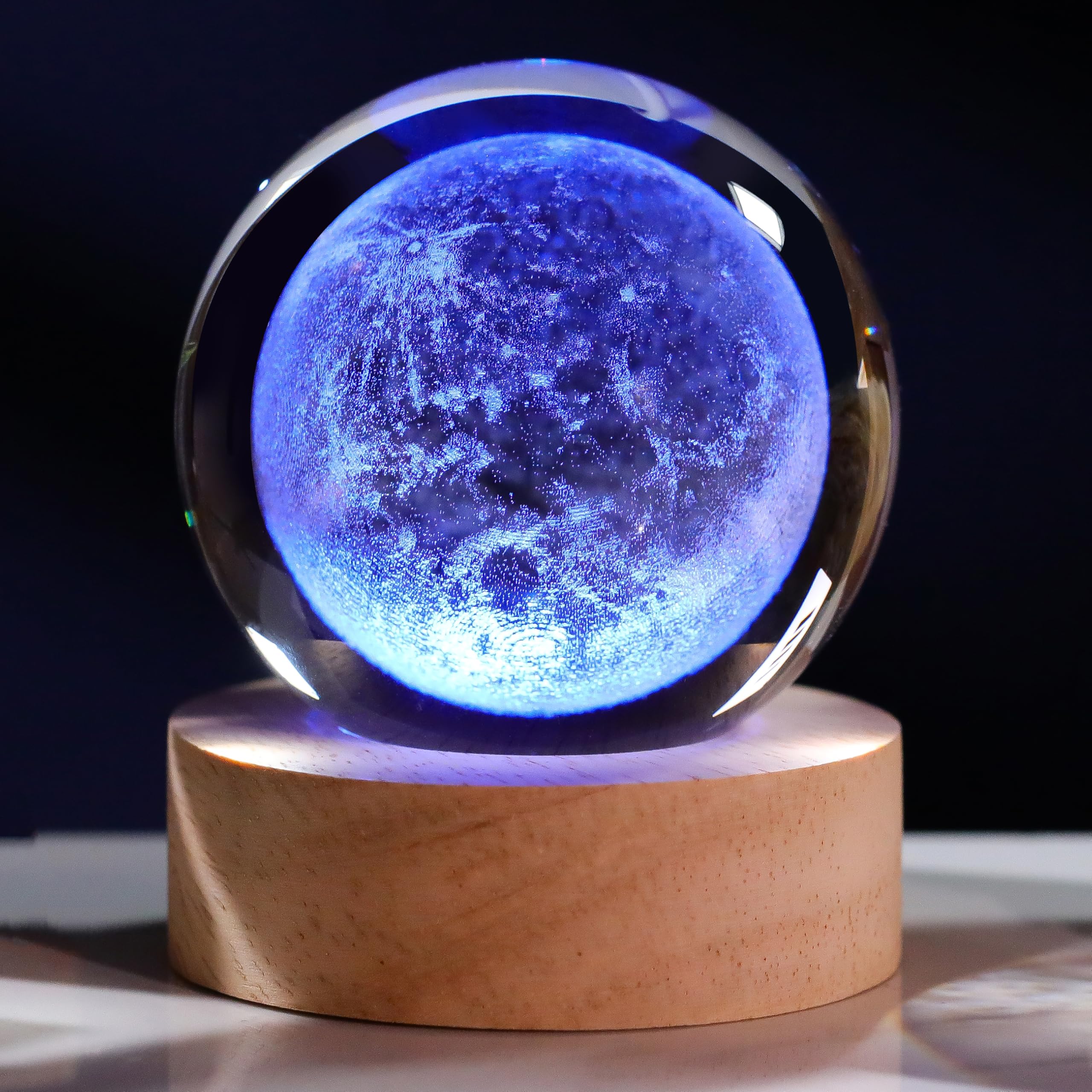 3D Moon Gifts for Women Crystals Ball 60mm- Planet Figurines Space Decor Glass Solar System Figurine Moon Stuff for Room Birthday astronamy Gifts for Best Friend Lovers Keepsake Paperweight