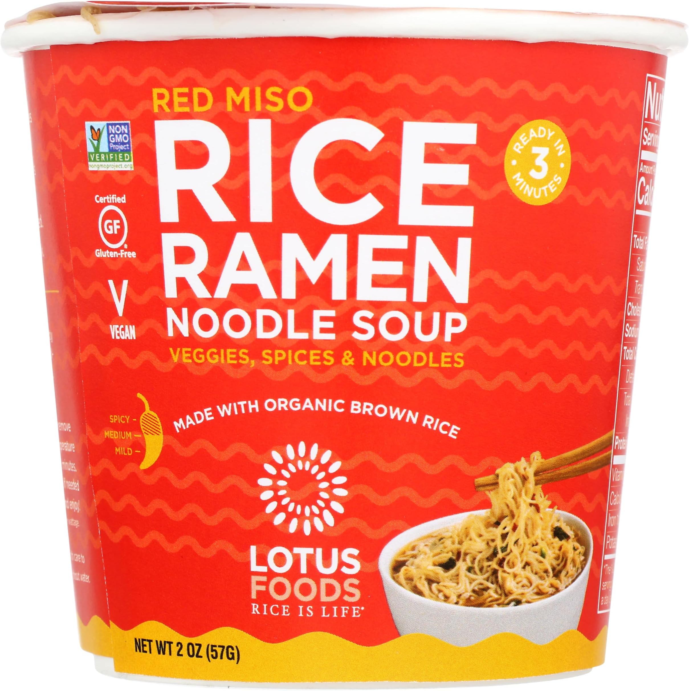 Lotus Foods, Red Miso Rice Ramen Soup Cup, 2 Ounce