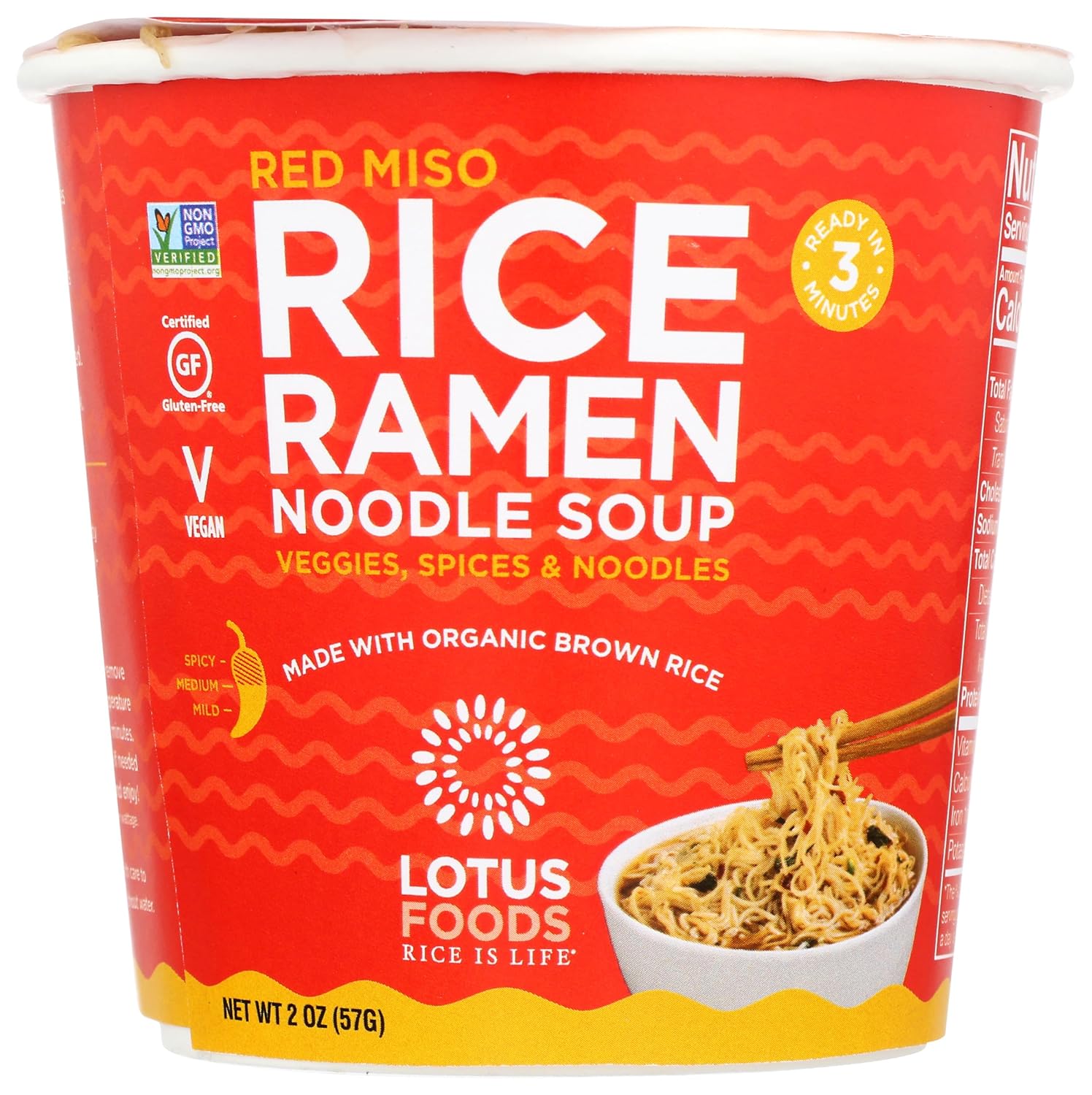 Lotus Foods Sopa de Fideos Ramen Miso Rojo Taza 2 oz