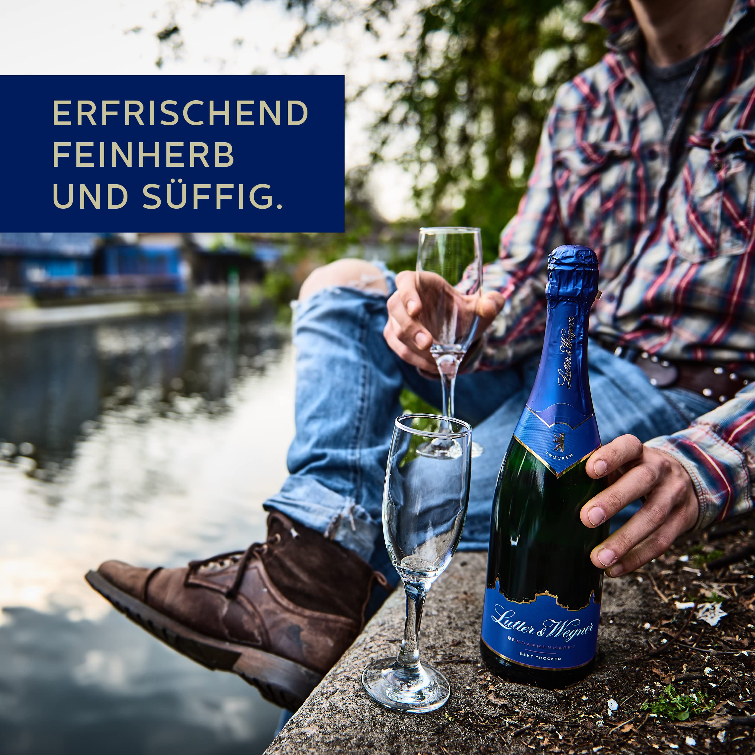 Lutter & Wegner Gendarmenmarkt Sekt Trocken (6 x 0,75 l) – Berliner Lebensgefühl, feinperlig, fruchtig, samtig – Sekt für besondere Momente und gesellige Anlässe