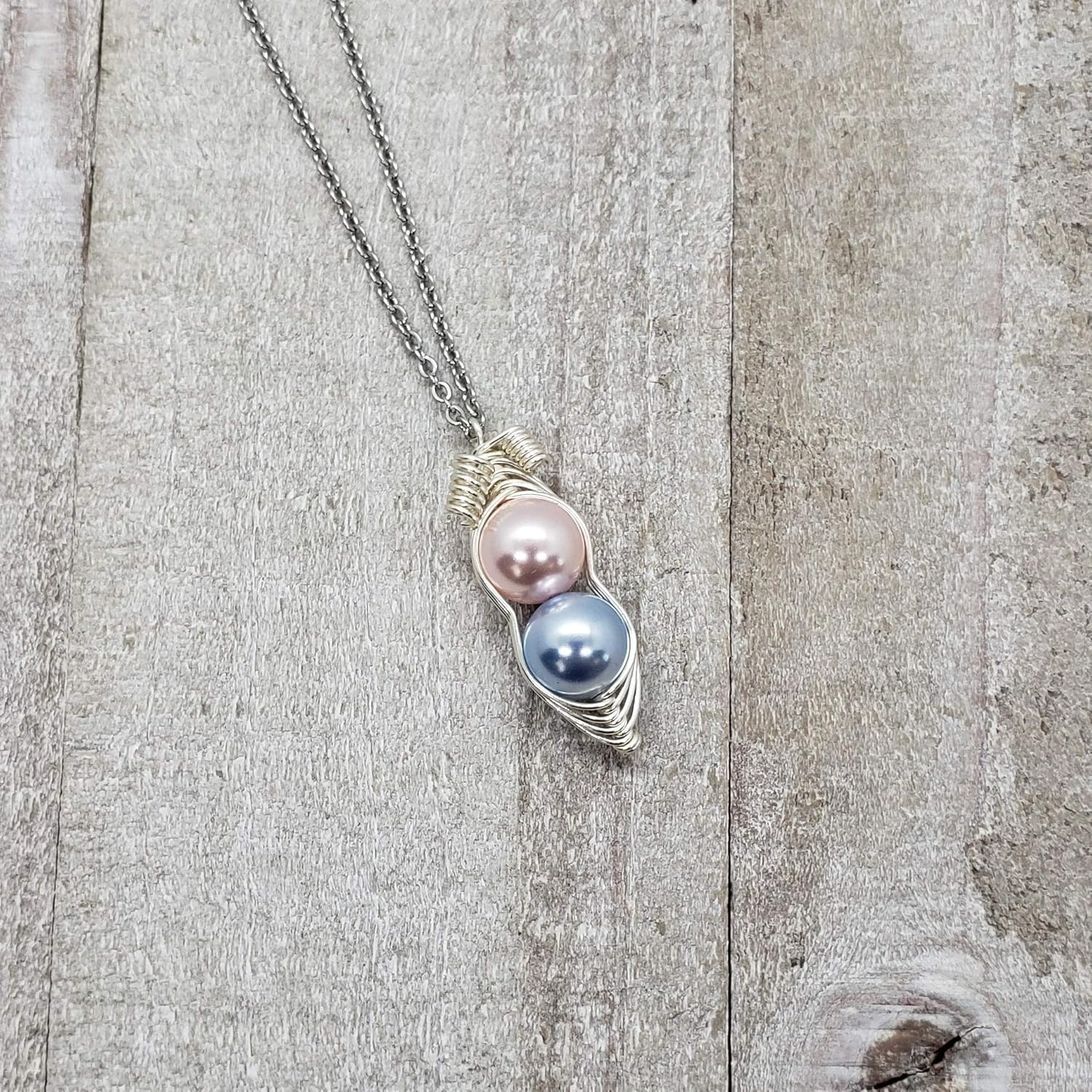 Customize Birthstone Pearl Peapod Necklace, Peas in a Pod Necklac, Family Necklac, Mother Gife, Grandma Gift, Best Friend Gift, Multicolor Available