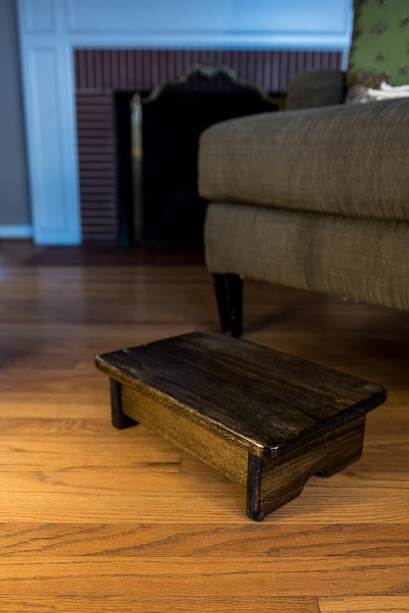 Foot Stool Poplar Wood 4" Tall (Made in The USA) (Walnut Stain)