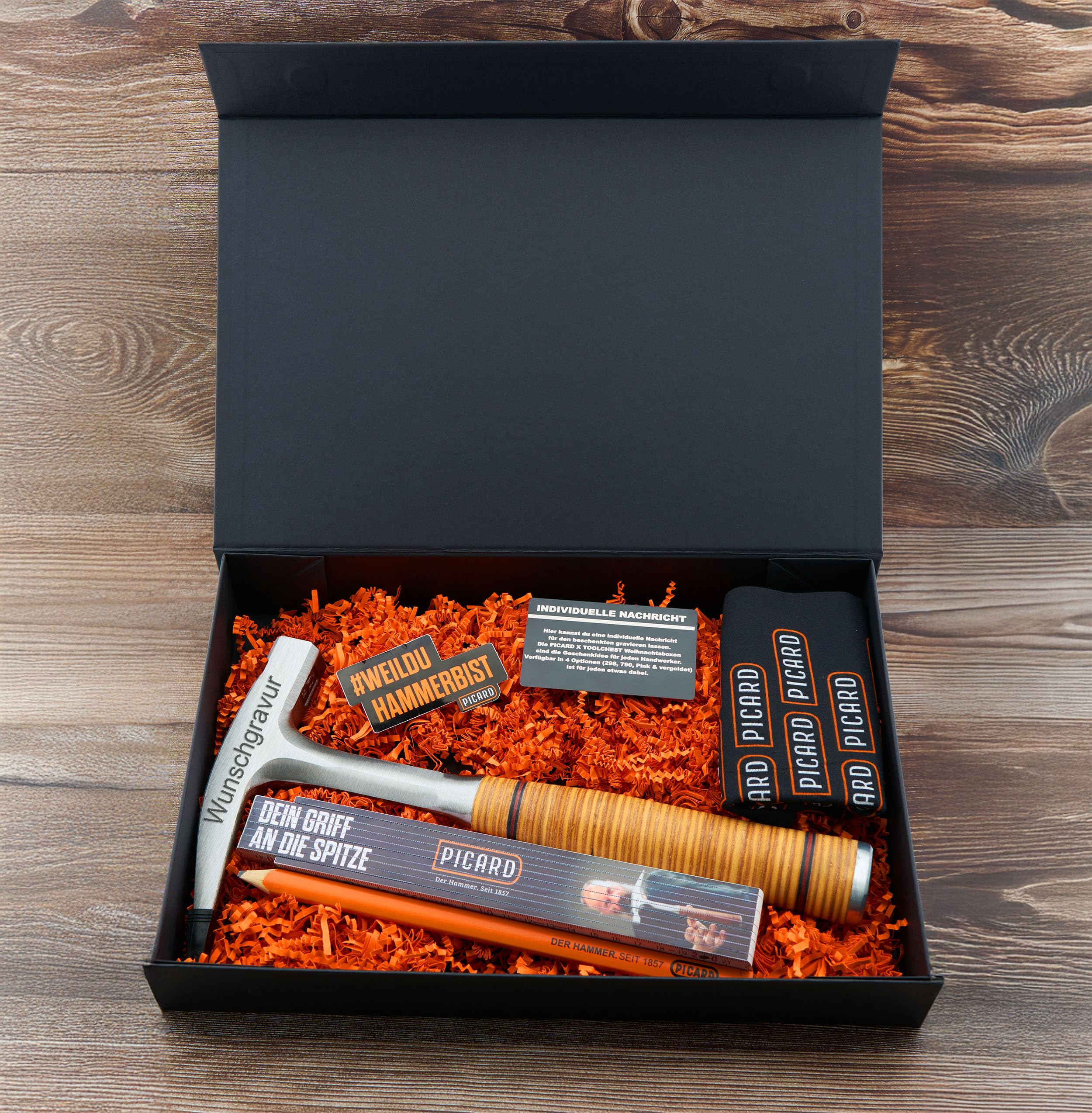 PICARD Geschenkbox Ganzstahlhammer 790 mit Gravur | Exklusives Handwerker Geschenk zu Weihnachten, Geburtstag & Jubiläum