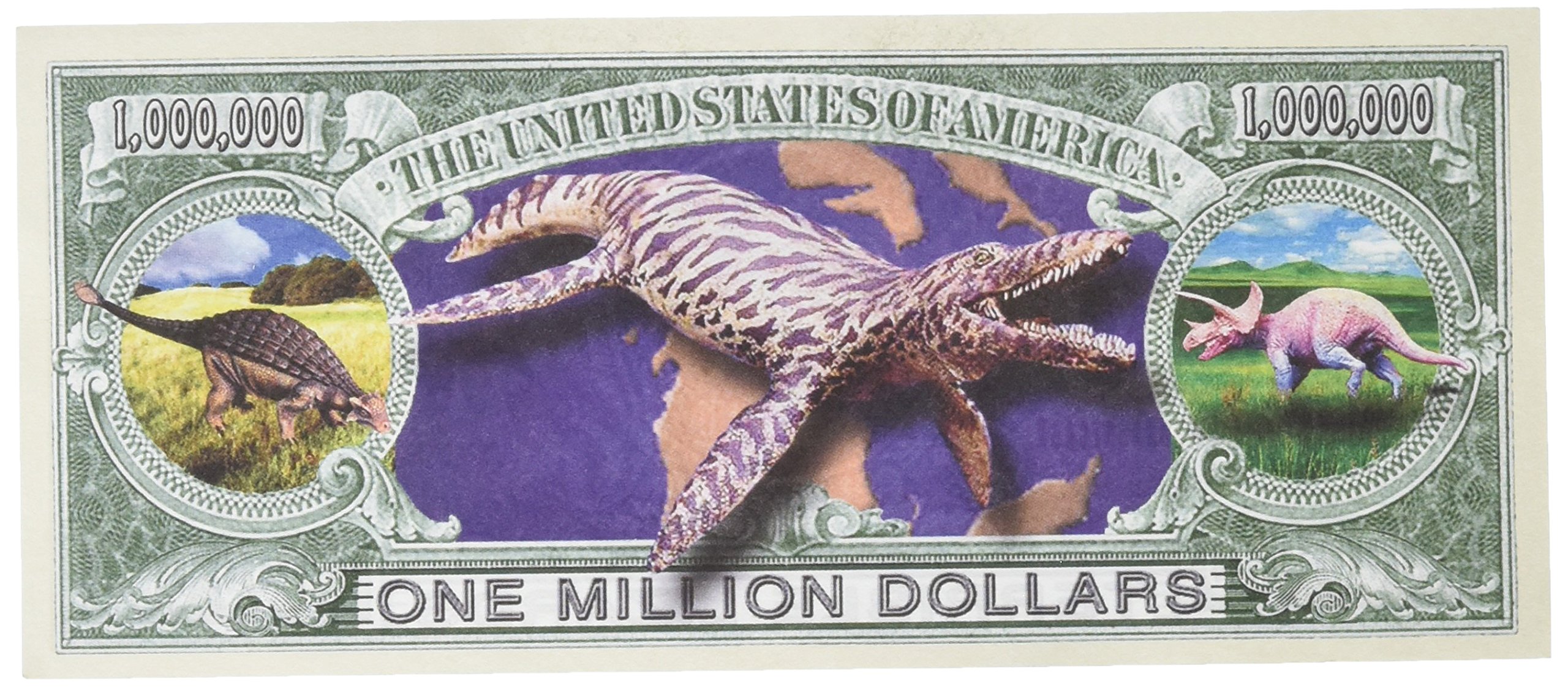 Dinosaur Million Dollar Bill TYRANNOSAURUS MILLION US DOLLAR BILL! T-REX  Dinosaur Animal Prehistory Novelty Money, image size:2560x1121