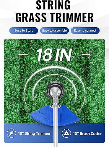 Miniatura 2 de WILD BADGER POWER 52cc Weed EaterWacker Gas Powered, 3 in 1 String TrimmerEdger 18'' with 10'' Brush Cutter,Rubber Handle & Shoulder Strap Included
