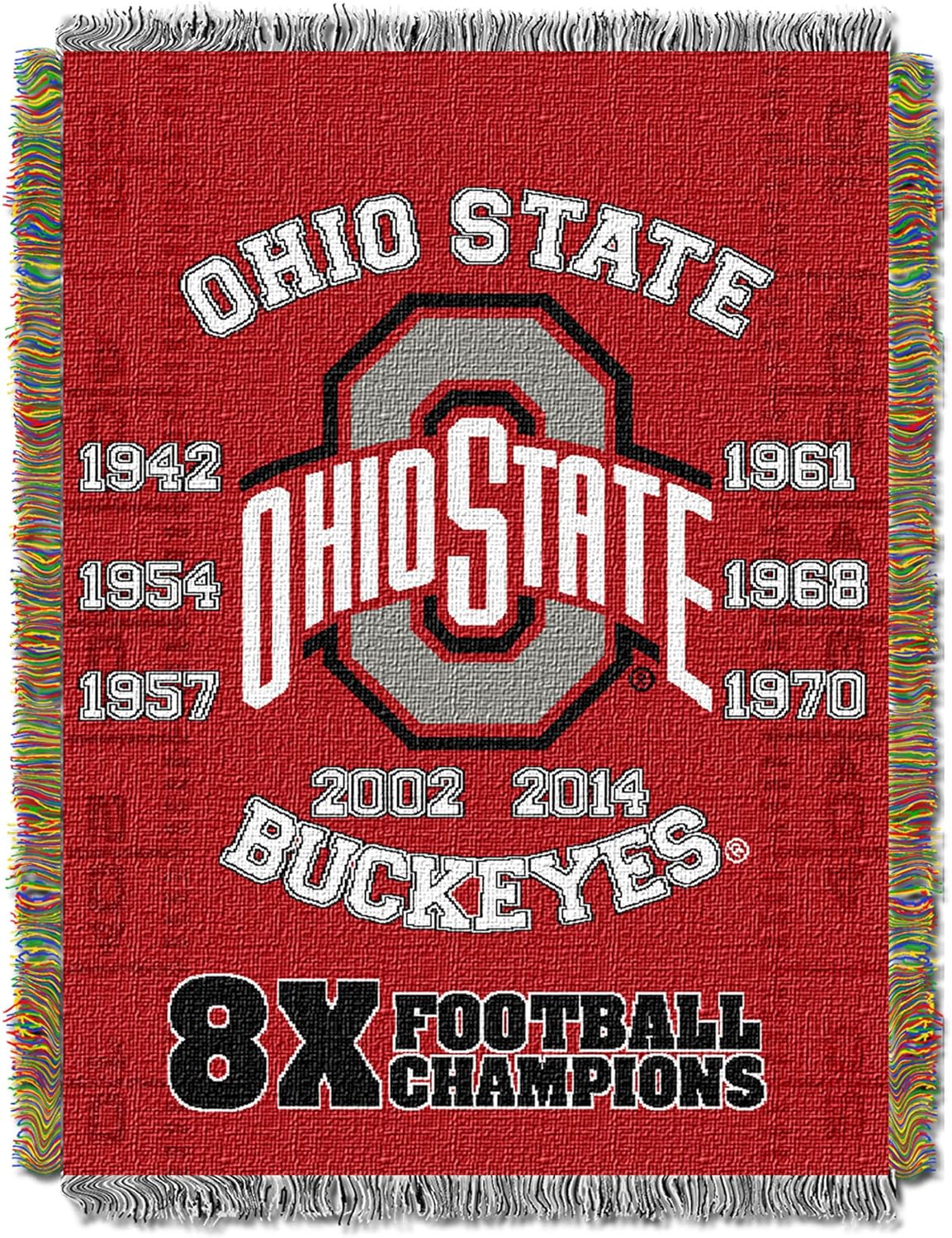 Officially Licensed NCAA "Champions" Tapestry Throw Blanket, 48" x 60", Multi Color