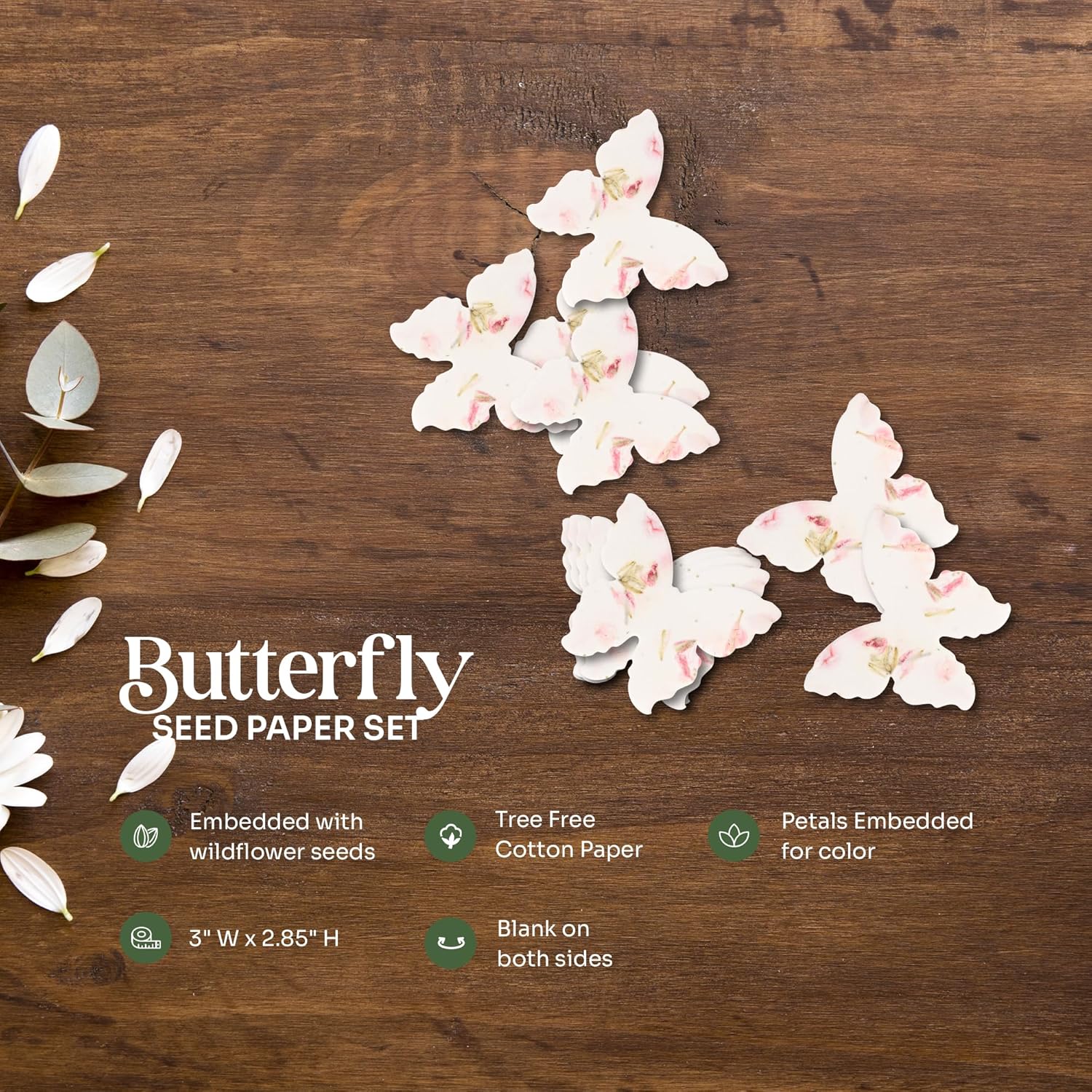 Pink Butterfly Gift Tags with Wildflower Seeds - 24pcs Writable Gift Wrap Tags for Baby Showers, Mother's Day Present, Party Favors, DIY Crafts, & Earth Day Decorations