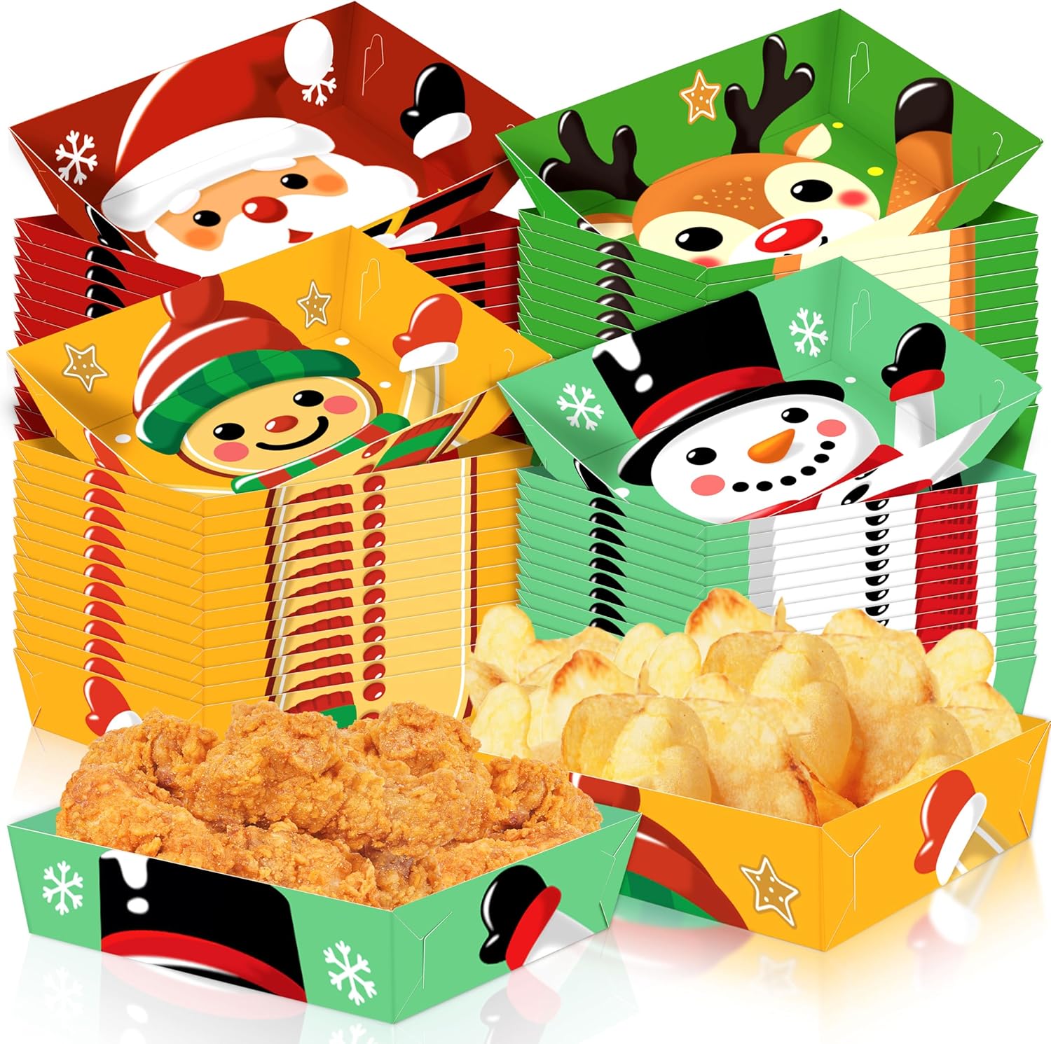 Geefuun 50Packs Christmas Party Supplies Food Trays